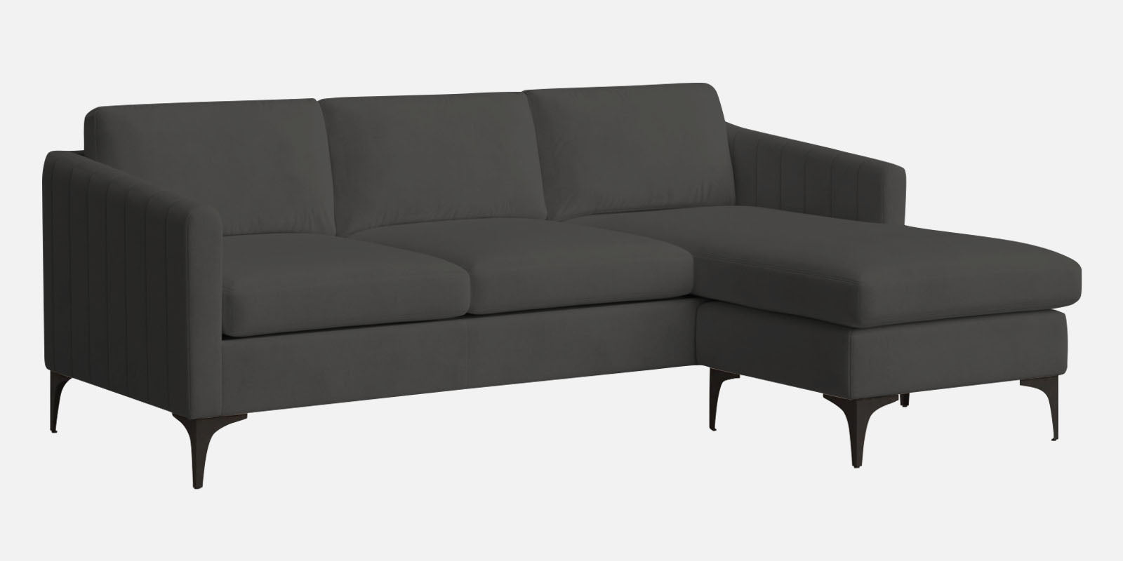 Haru Fabric RHS Sectional Sofa (2+Lounger) In Hory Grey Colour - Febonic Living