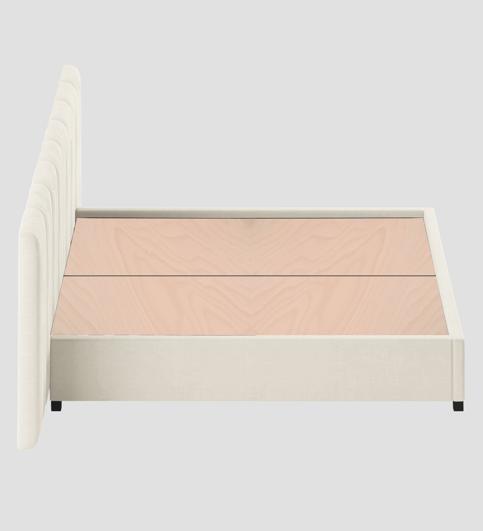 Nora Fabric Queen Size Bed In Ivory Cream Colour With Box Storage - Febonic Living