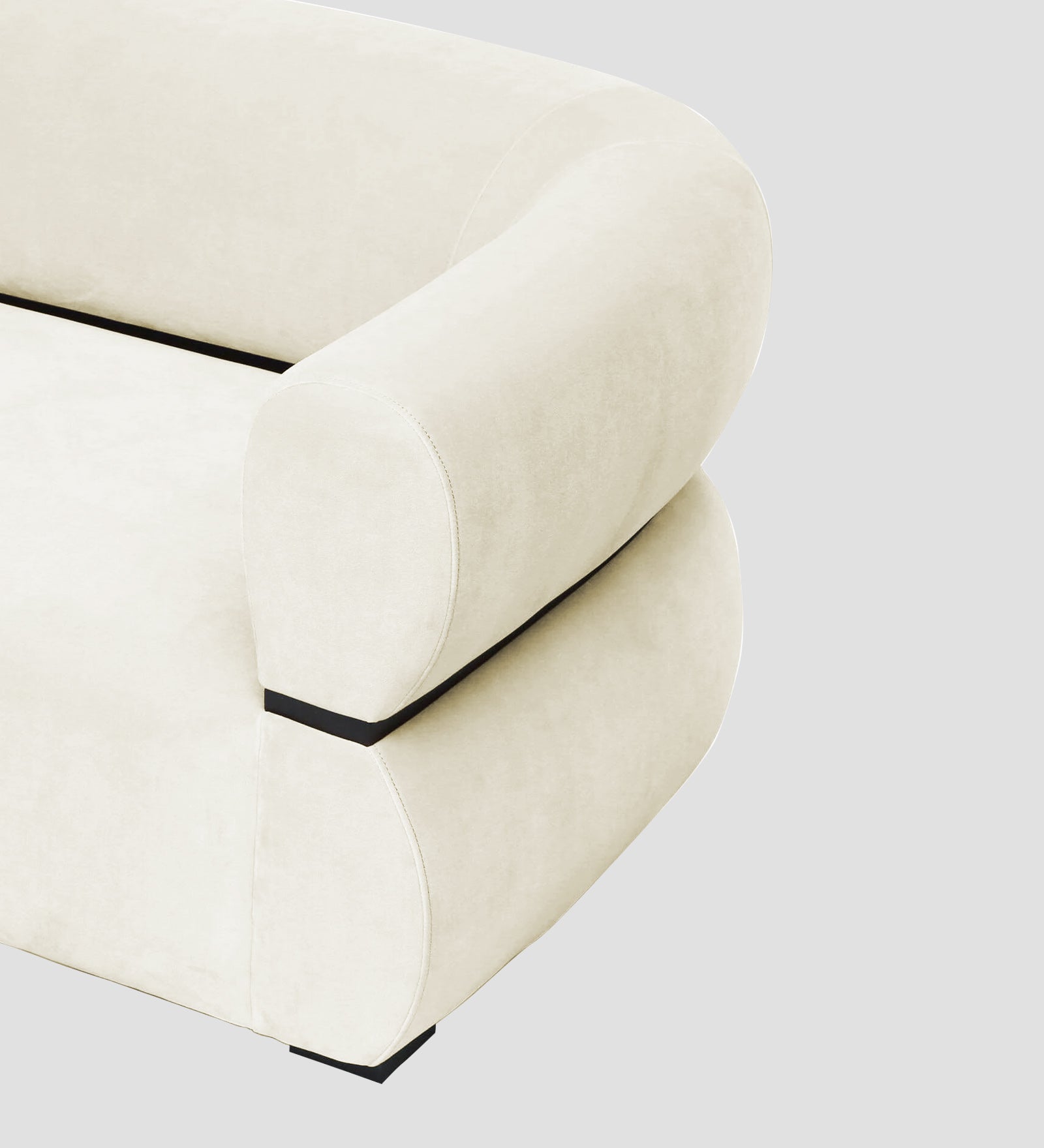 Kula Velvet 1 Seater Sofa In Warm White Colour - Febonic Living