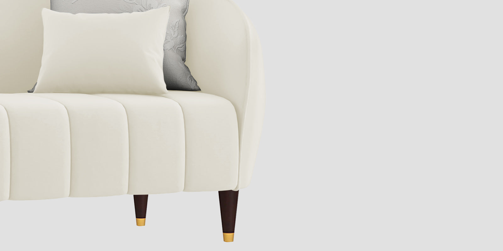 Hairo Velvet 2 Seater Sofa In Warm White Colour - Febonic Living