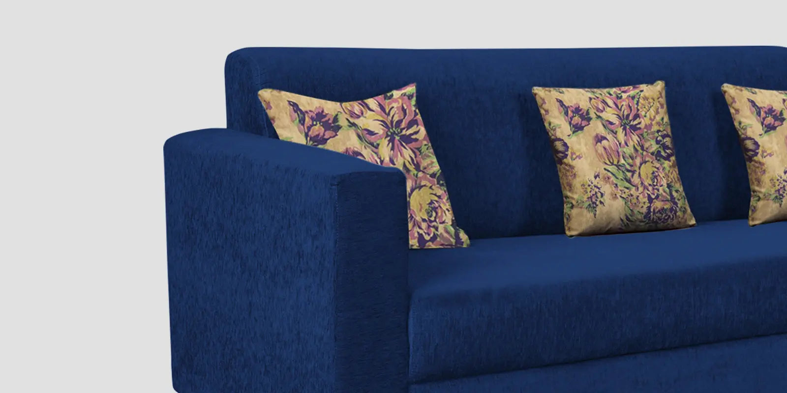 Lipu Fabric 3 Seater Sofa In Royal Blue Colour Febonic Living