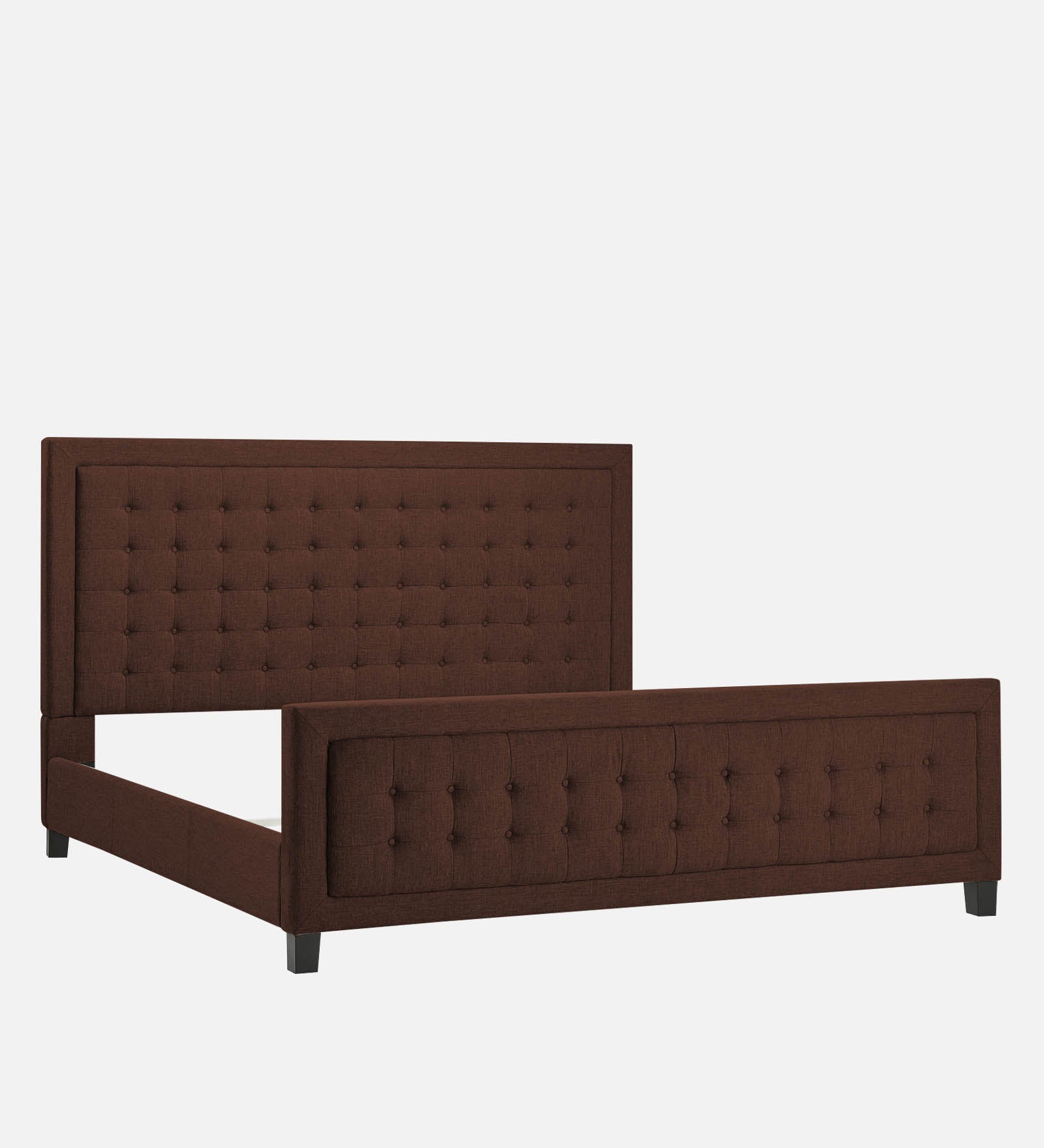 Kaster Fabric King Size Bed In Coffee Brown Colour - Febonic Living
