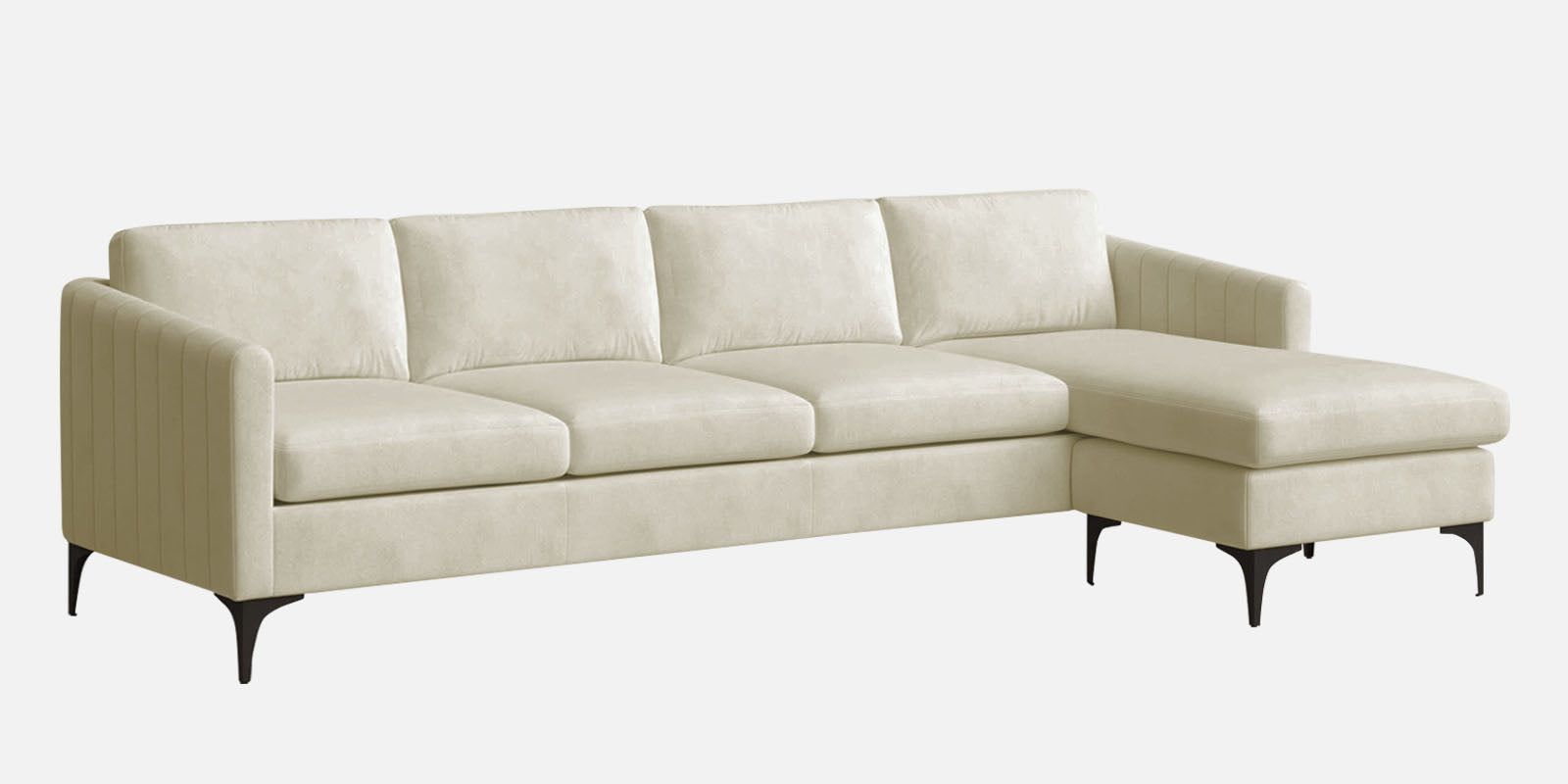 Haru Fabric LHS Sectional Sofa (3+Lounger) In Warm White Colour - Febonic Living