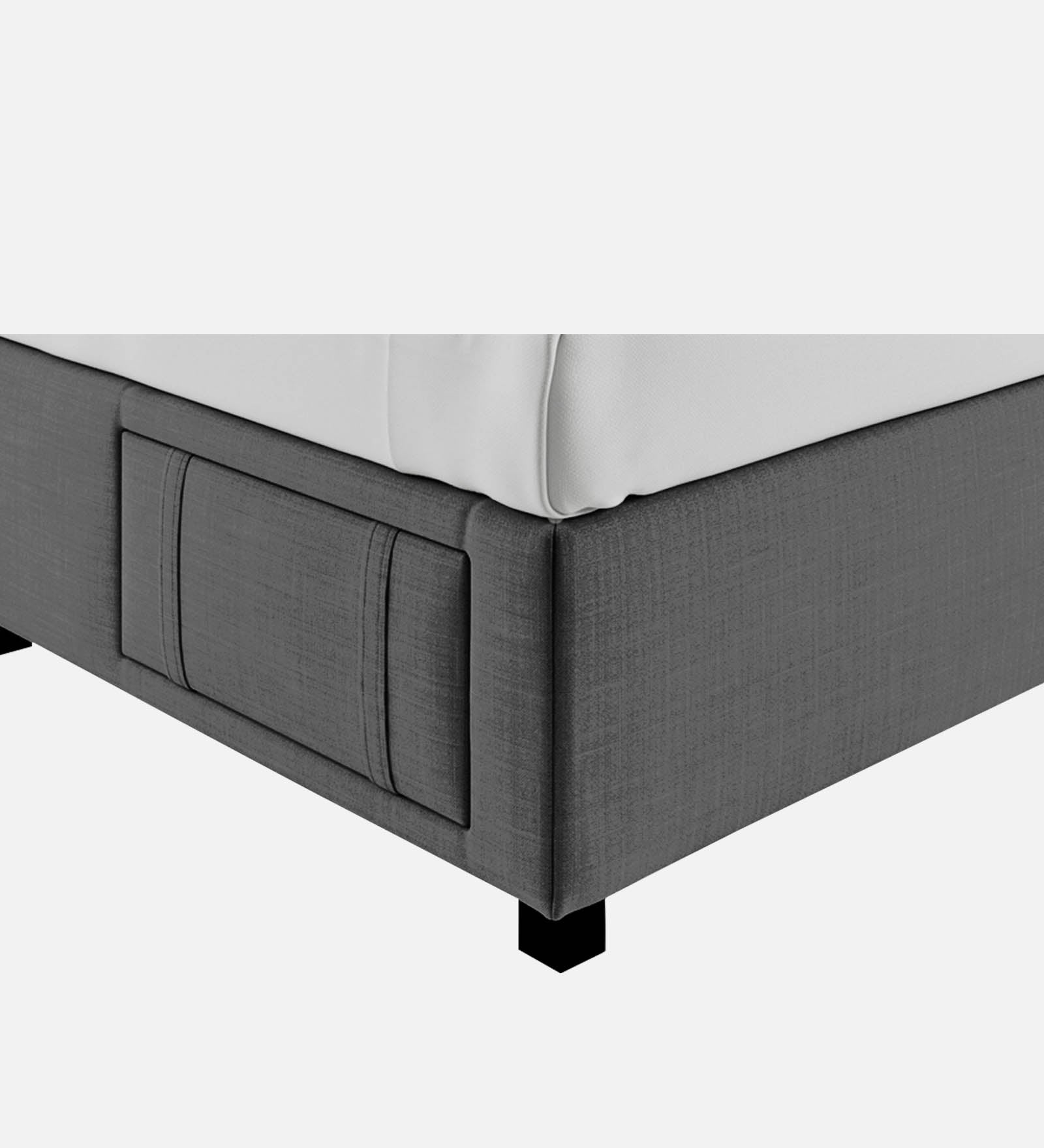 Nivi Fabric Upholstered Queen Size Bed In Charcoal Grey Colour With Drawer Storage - Febonic Living