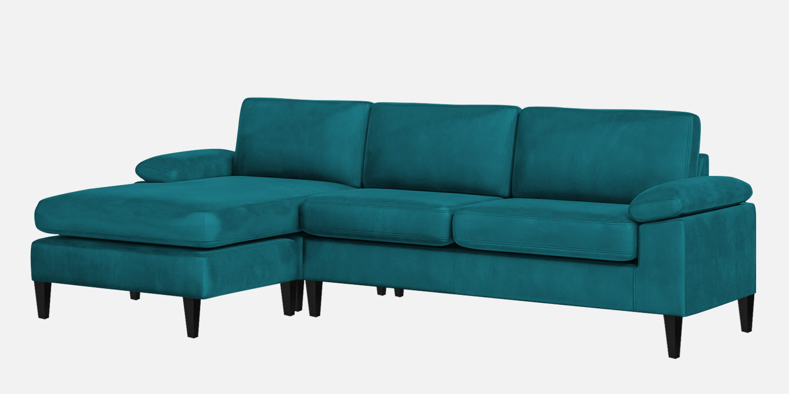 Vegas Velvet RHS Sectional Sofa (3+Lounger) In Pine Green Colour - Febonic Living