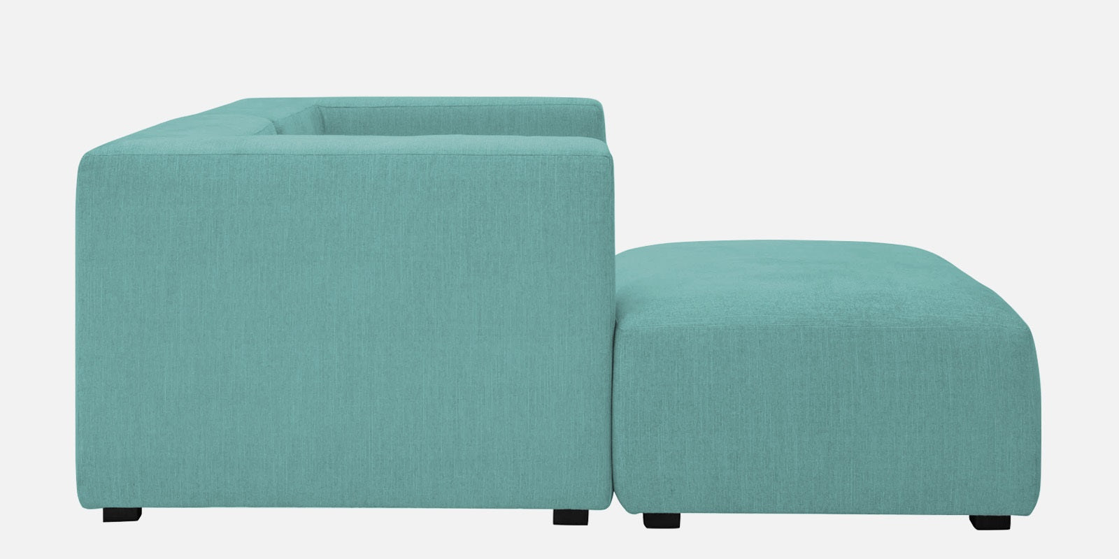 Dora Velvet RHS Sectional Sofa (2+Ottoman Lounger) In Barmunda Aqua Colour - Febonic Living
