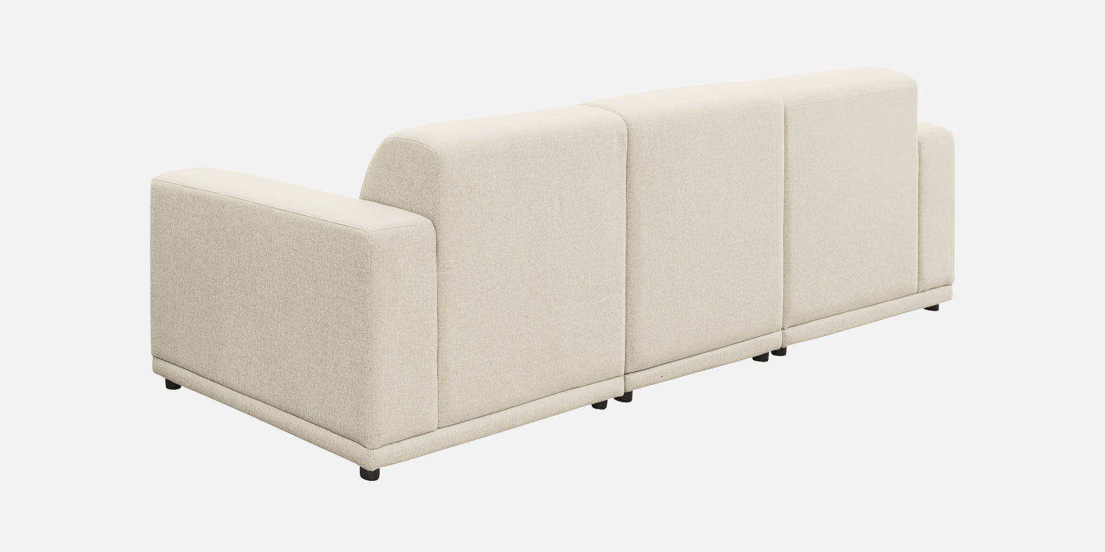 Adam Fabric LHS Sectional Sofa (3+Ottoman Lounger) In Ivory Cream Colour - Febonic Living