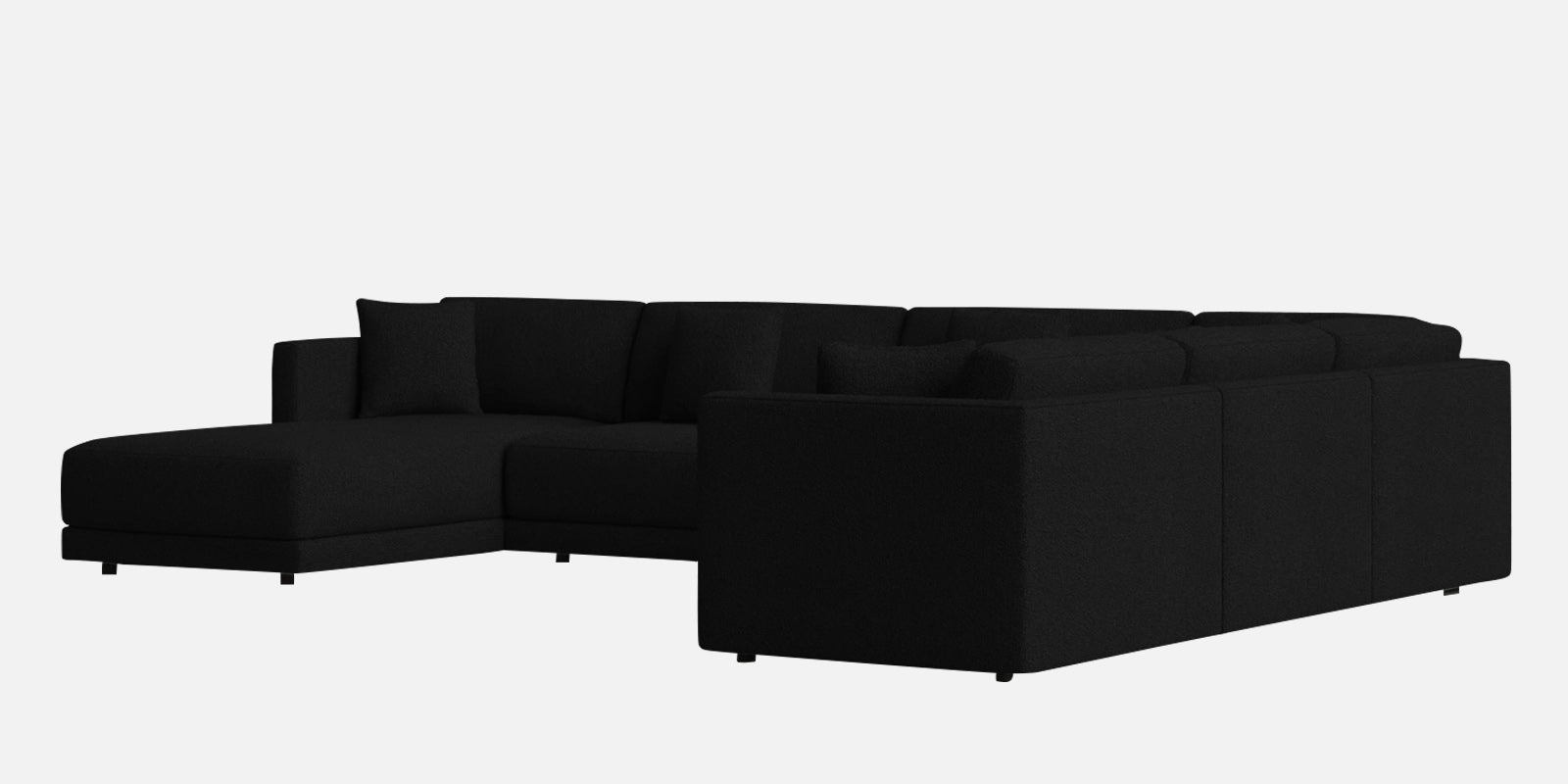 Carlin Fabric RHS 8 Seater Sectional Sofa In Zed Black Colour - Febonic Living