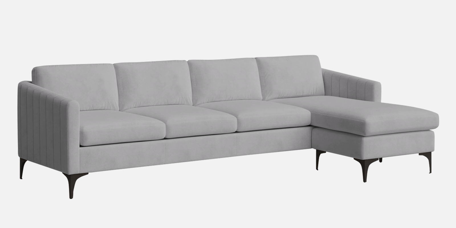 Haru Fabric LHS Sectional Sofa (3+Lounger) In Concrete Grey Colour - Febonic Living