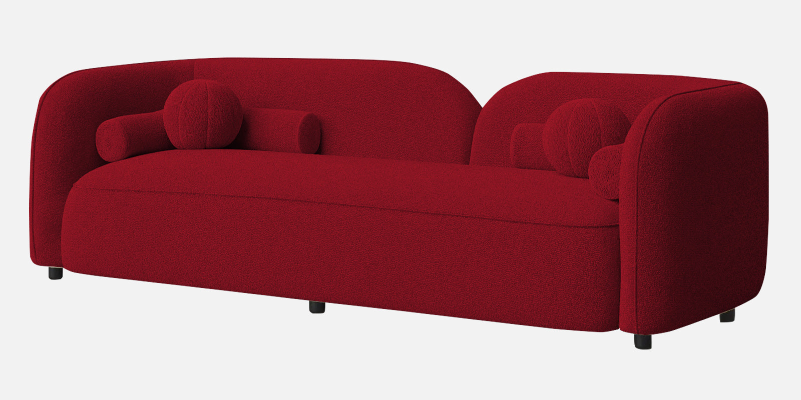 Corny Boucle Fabric 3 Seater Sofa In Candy Red Colour - Febonic Living