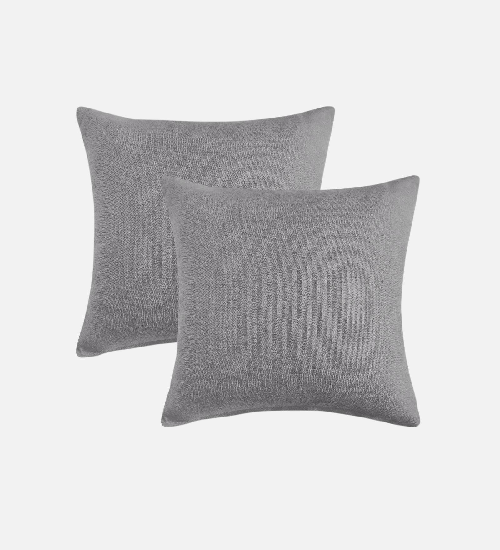 Kaya Fabric (20x20in) Sofa Pillows In Lit Grey Colour (Pack of 2) - Febonic Living