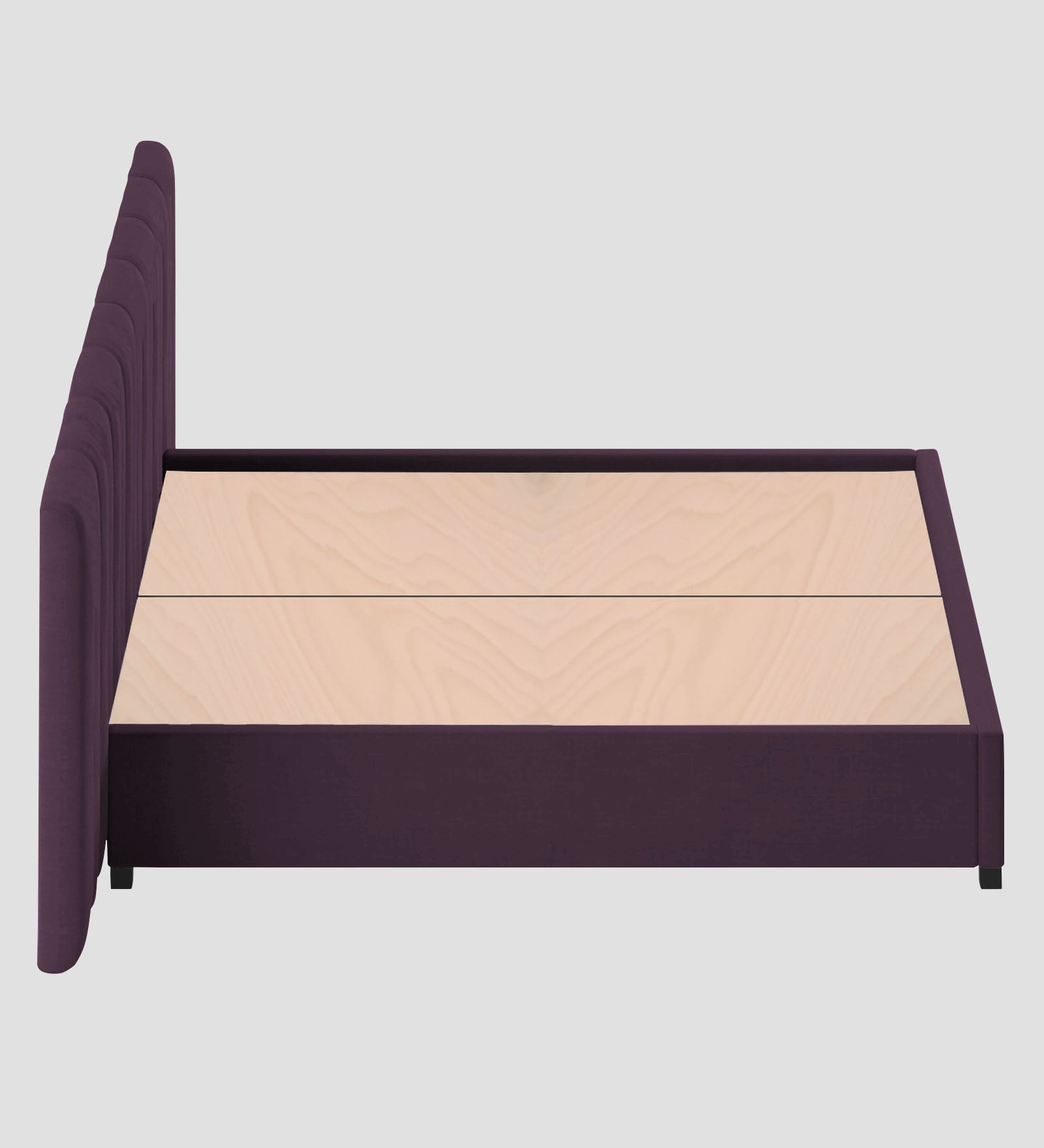 Nora Fabric Queen Size Bed In Greek Purple Colour With Box Storage