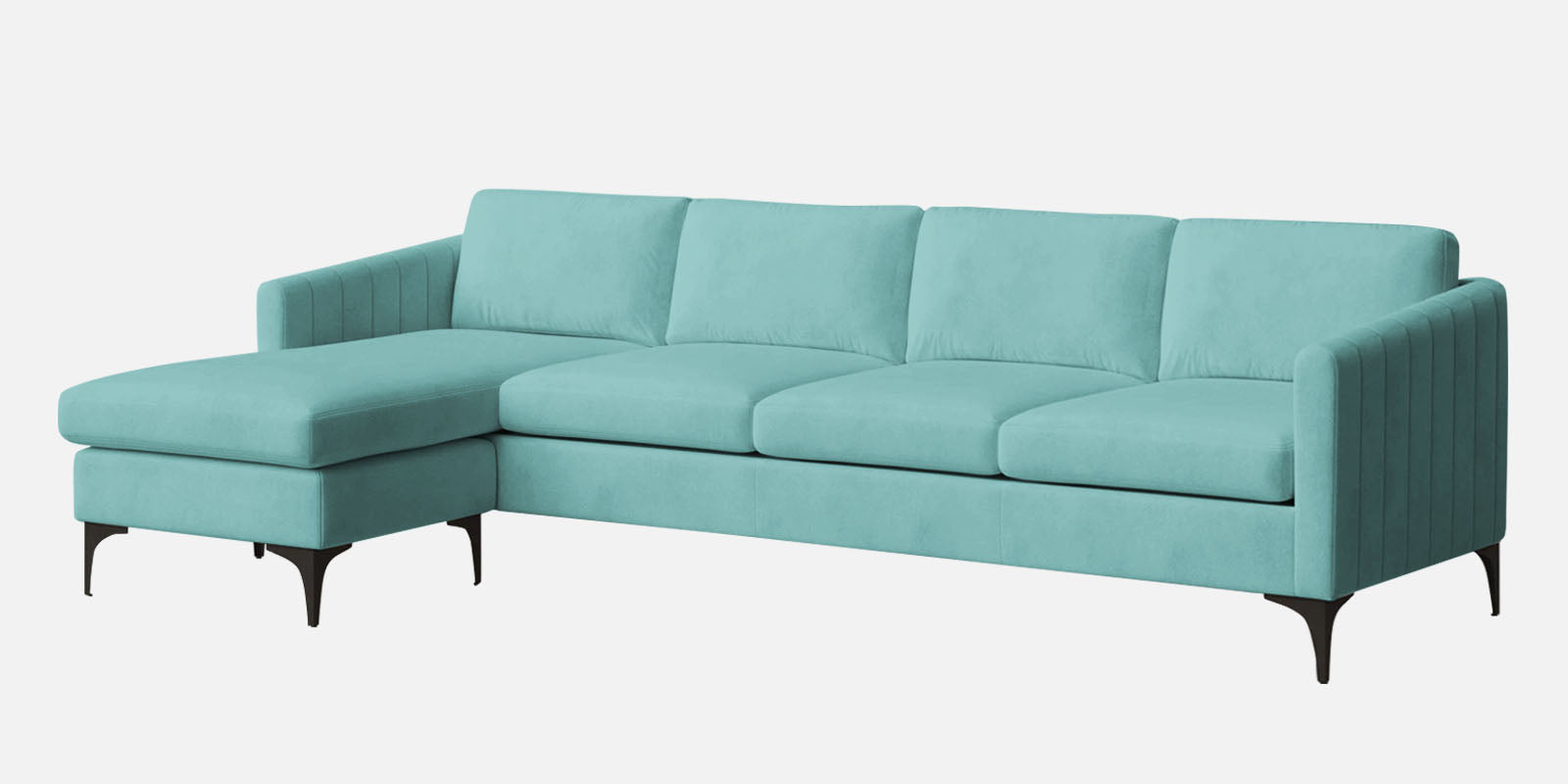 Haru Fabric RHS Sectional Sofa (3+Lounger) In Barmunda Aqua Colour - Febonic Living