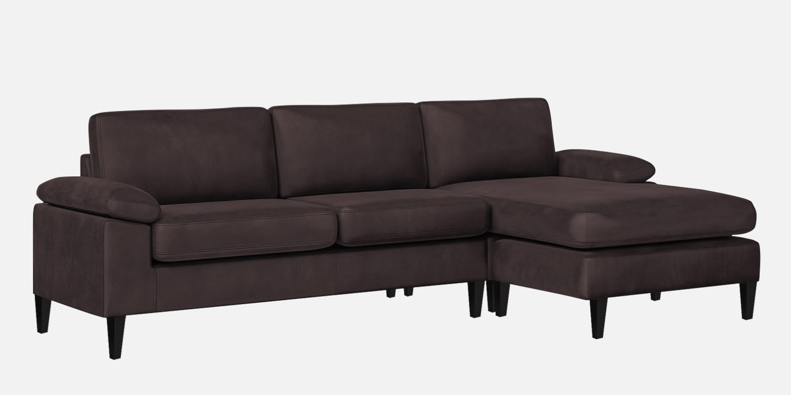 Vegas Velvet LHS Sectional Sofa (3+Lounger) In Mocha Brown Colour - Febonic Living