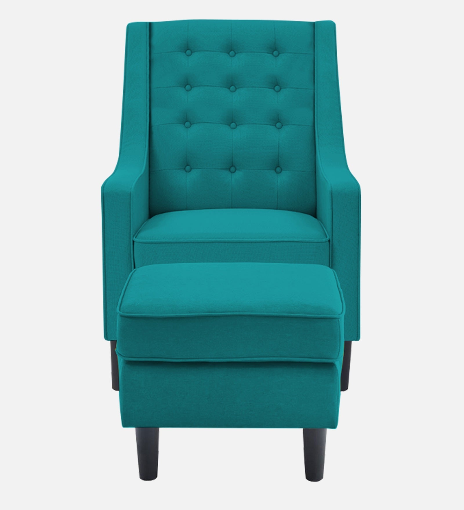 Sona Fabric Barrel Chair + Ottoman in Sea Green Colour