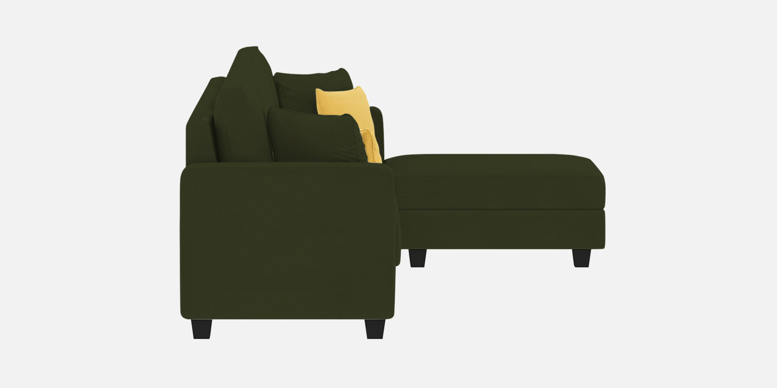 Nabi Fabric LHS Sectional Sofa (3+Lounger) In Olive Green Colour - Febonic Living