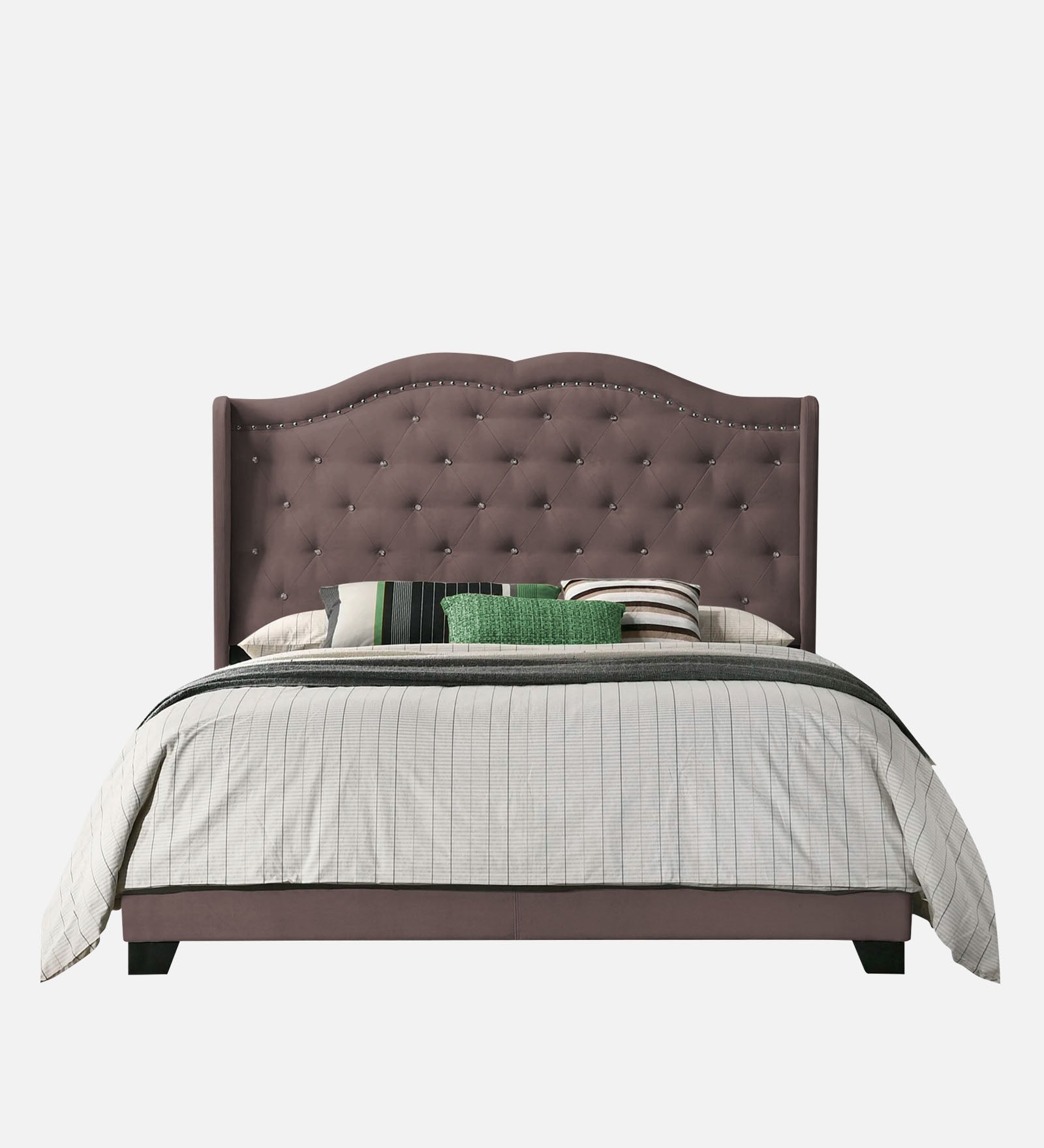 Blake Fabric Queen Size Bed in Caspa Brown Colour - Febonic Living