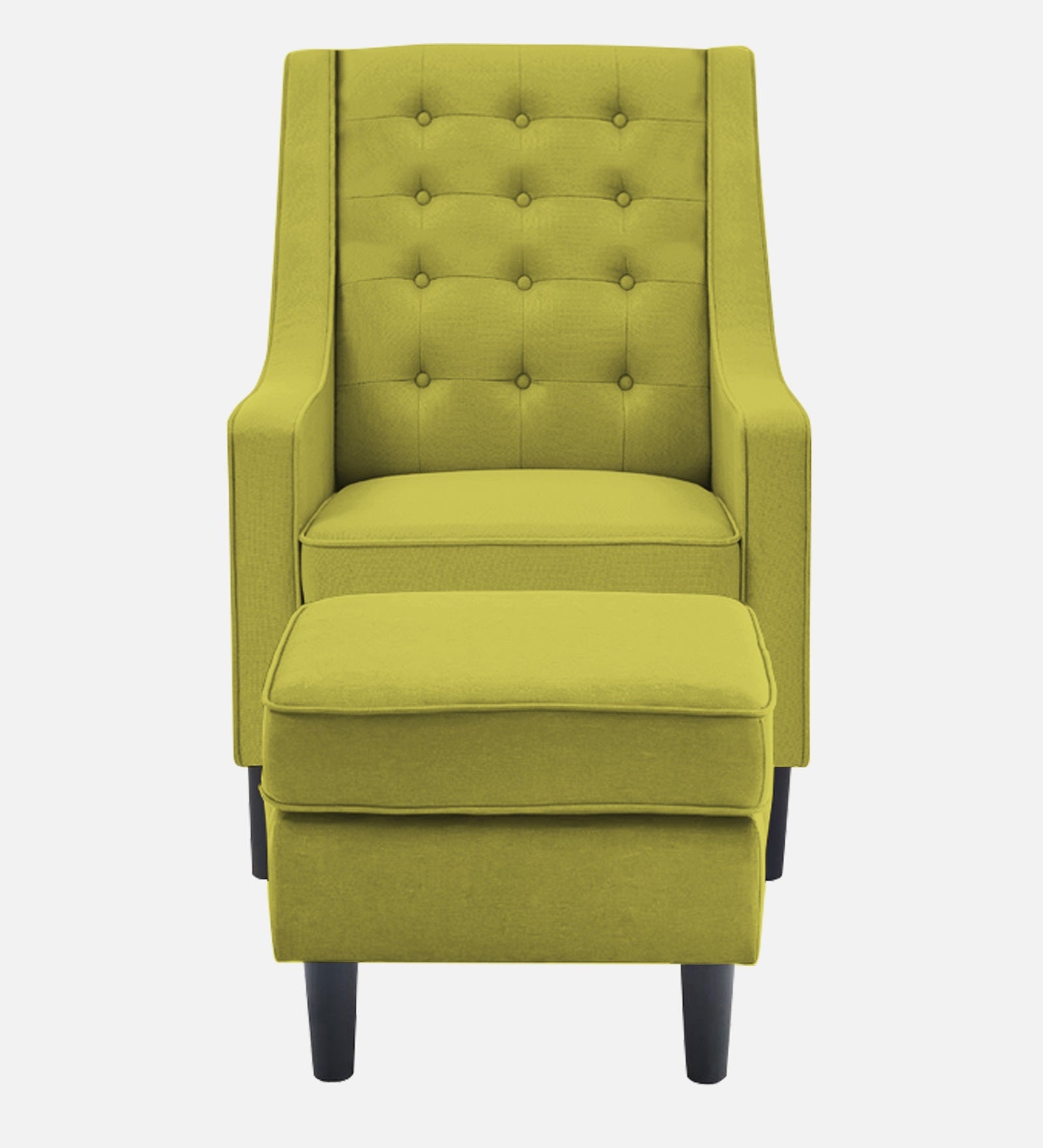 Sona Fabric Barrel Chair With Ottoman In Parrot Green Colour - Febonic Living