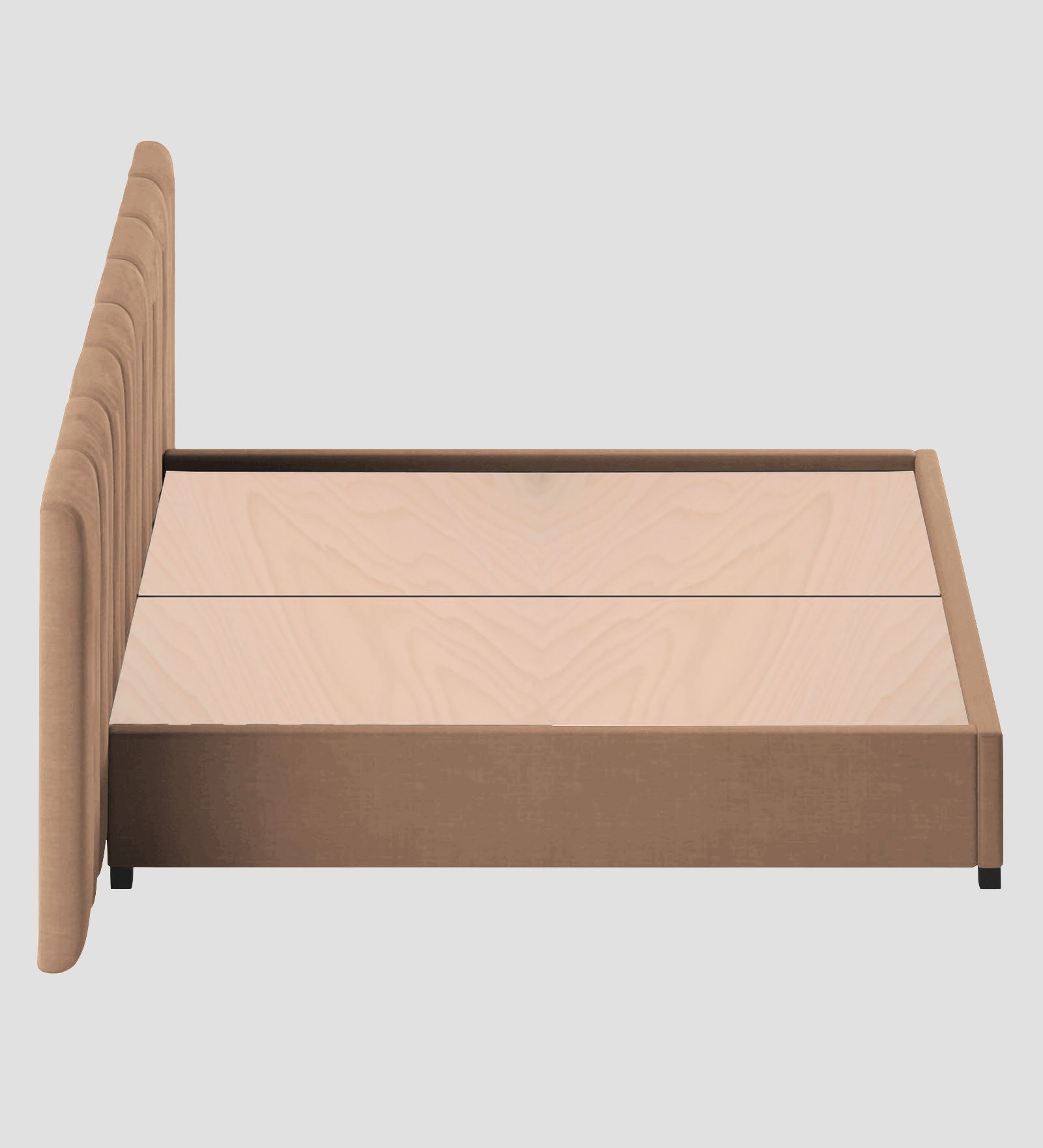 Nora Fabric Queen Size Bed In Cosmic Beige Colour With Box Storage