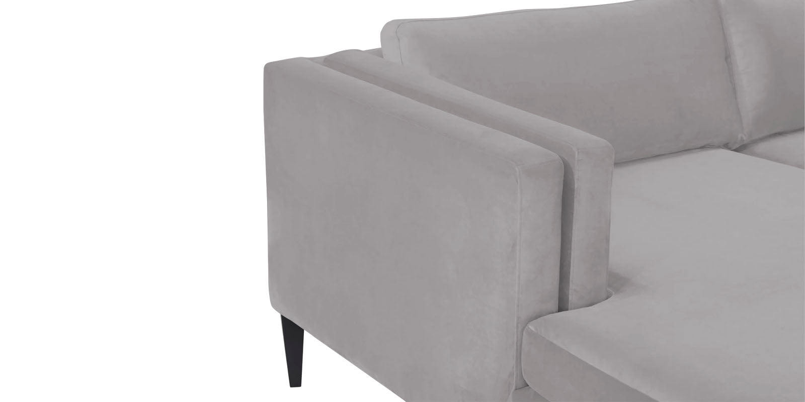 Jasper Velvet LHS Sectional Sofa (3+Lounger) In Concrete grey Colour - Febonic Living