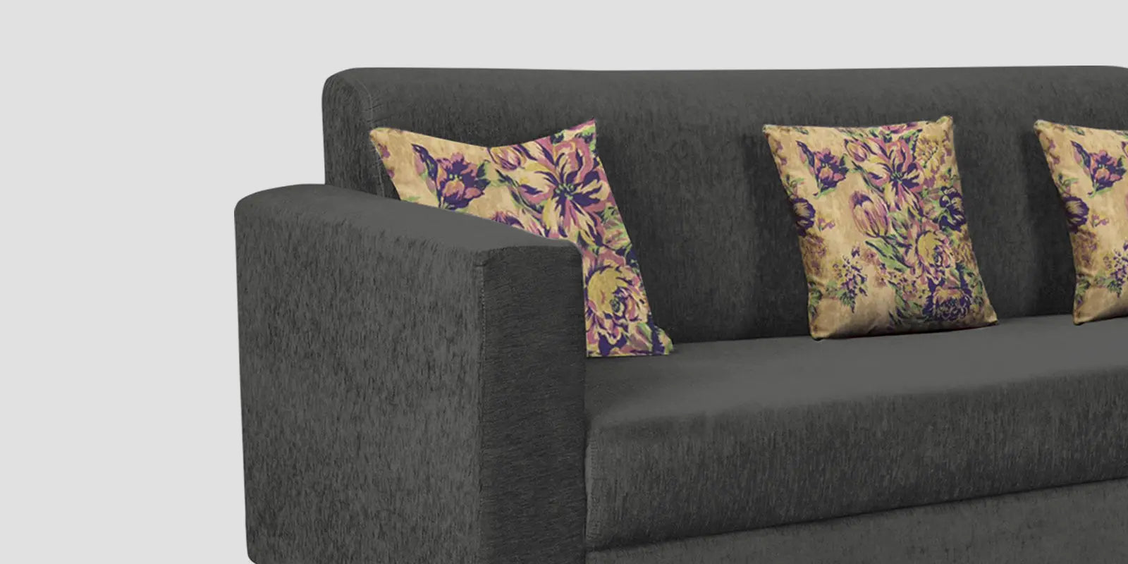 Lipu Fabric 3 Seater Sofa In Charcoal Grey Colour Febonic Living