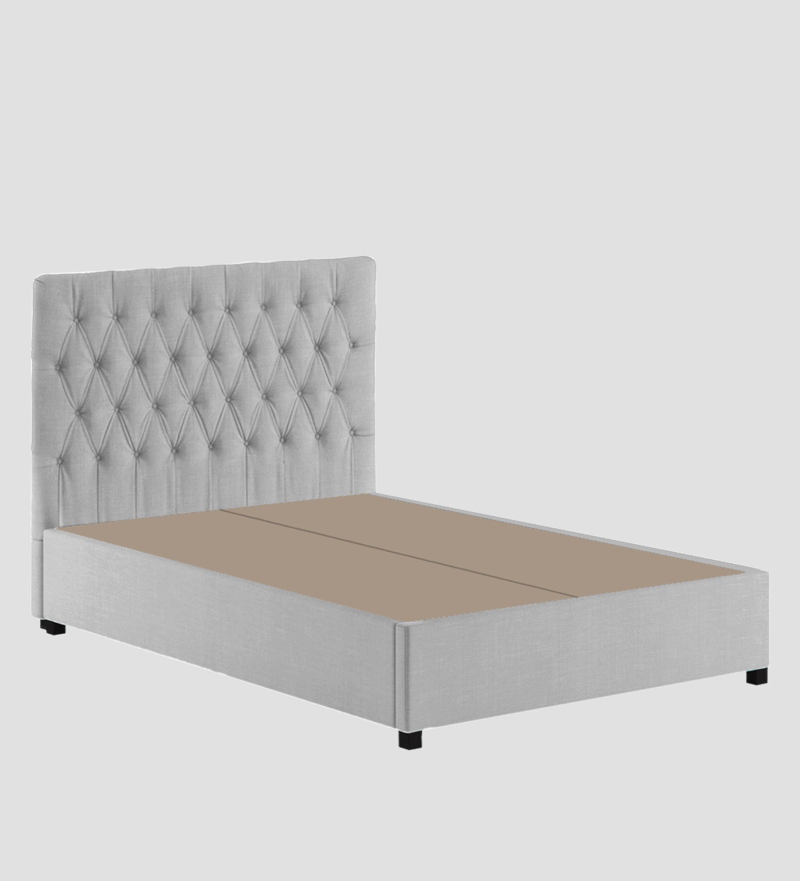 Isko Fabric King Size Bed In Lit Grey Colour With Storage Box - Febonic Living