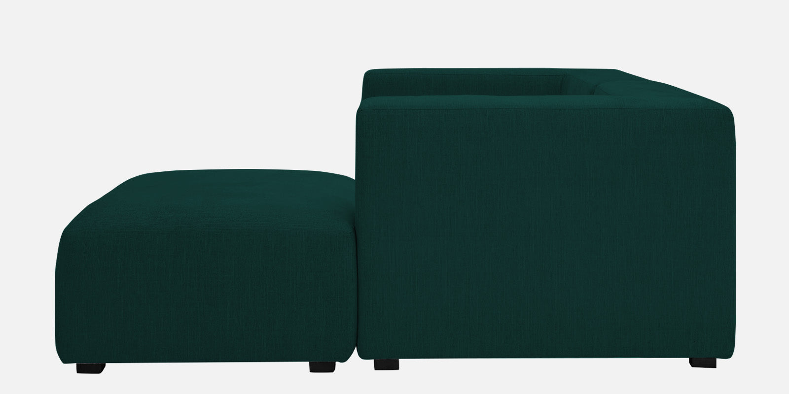 Dora Velvet LHS Sectional Sofa (2+Ottoman Lounger) In Forest Green Colour - Febonic Living
