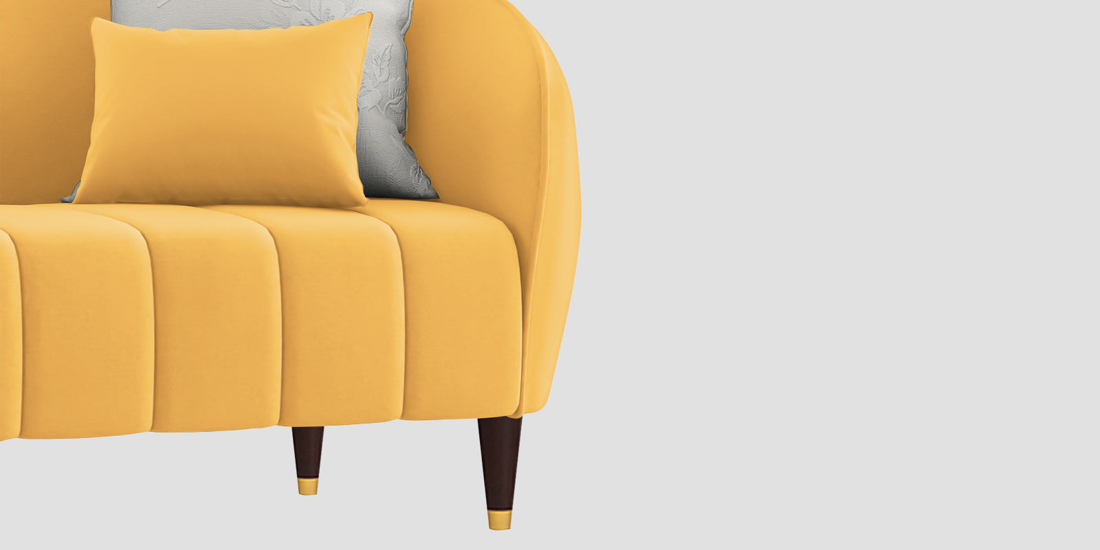 Hairo Velvet 2 Seater Sofa in Turmeric Yellow Colour