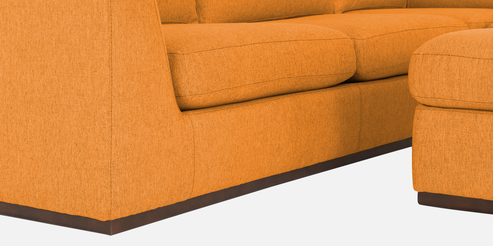 Freedom Velvet 6 Seater RHS Corner Sofa In Tangerine Orange Colour With Ottoman - Febonic Living