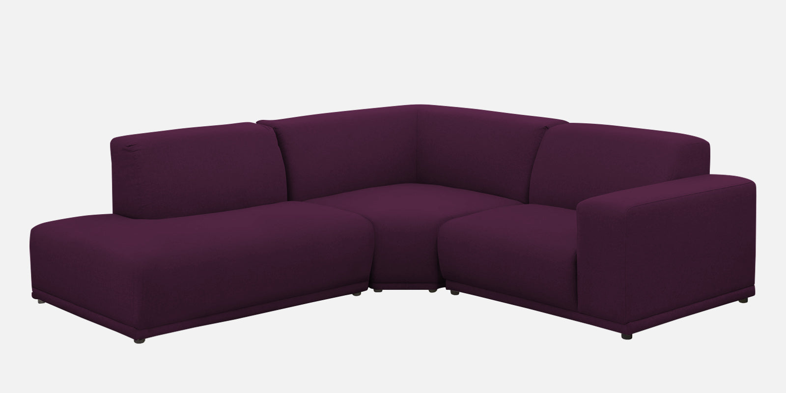 Adam Fabric LHS Sectional Sofa (3+Ottoman Lounger) In Greek Purple Colour - Febonic Living