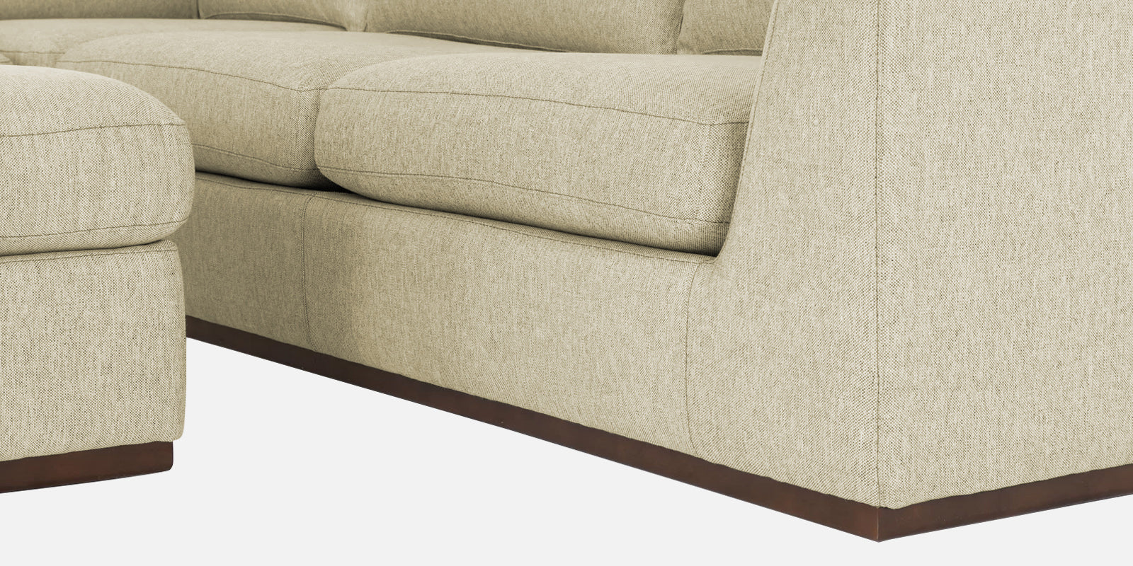 Freedom Velvet 6 Seater LHS Corner Sofa In Warm White Colour With Ottoman - Febonic Living
