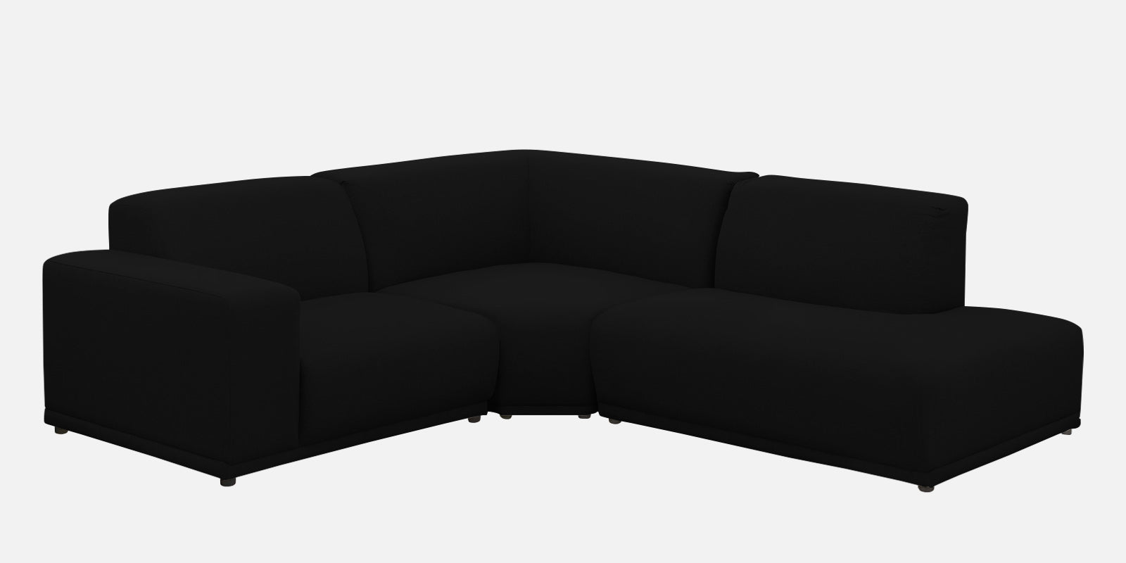 Adam Fabric RHS Sectional Sofa (3+Ottoman Lounger) In Zed Black Colour - Febonic Living