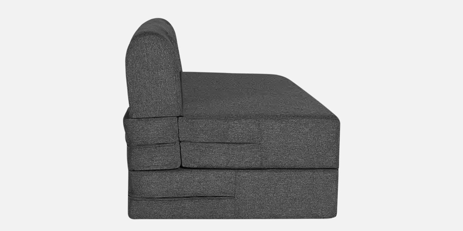 Fleepy Fabric 3 Seater Foldable Sofa Cum Bed In Charcoal Grey Colour - Febonic Living