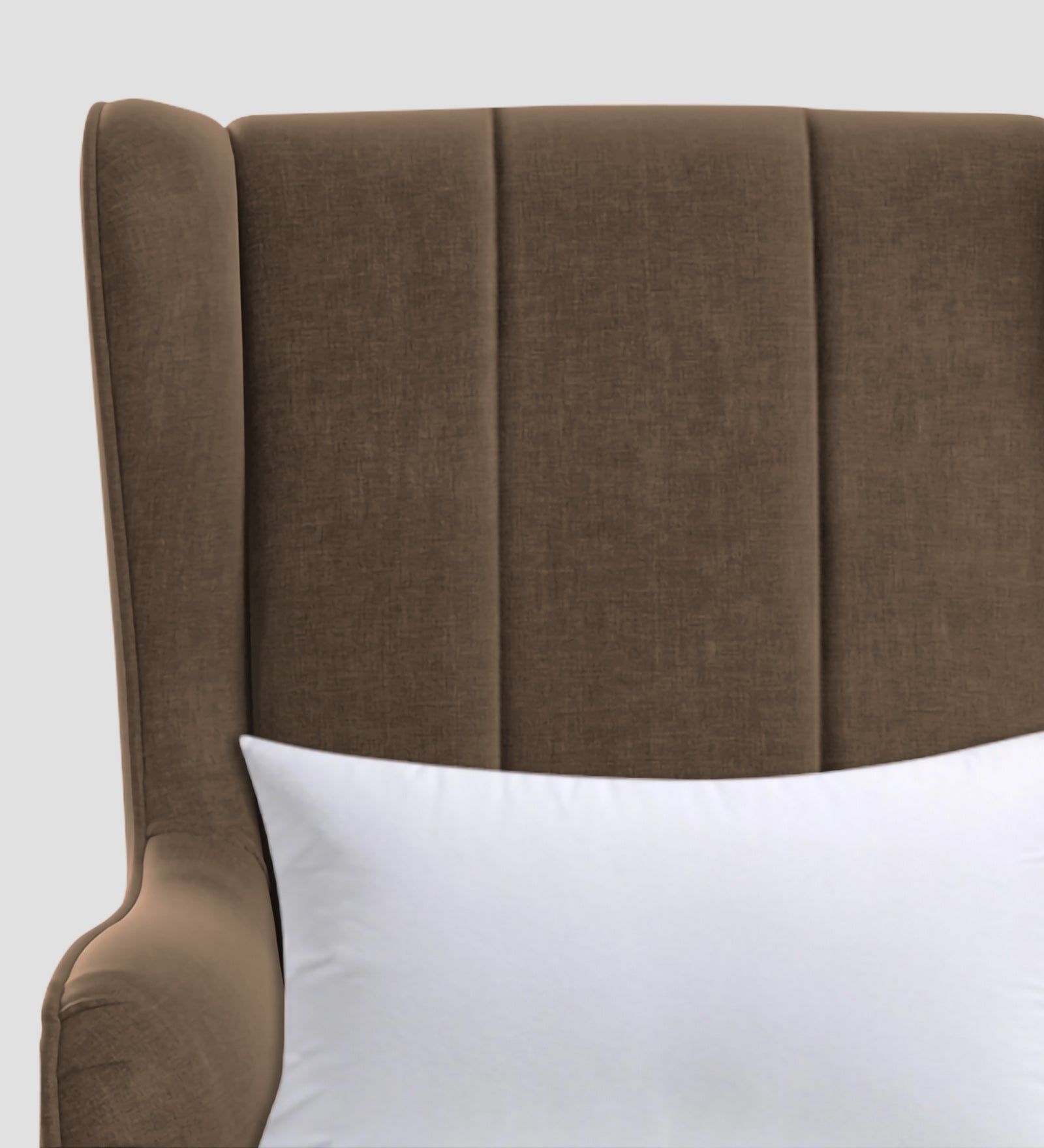 Niya Velvet Wing Chair In Mocha Mouse Colour - Febonic Living