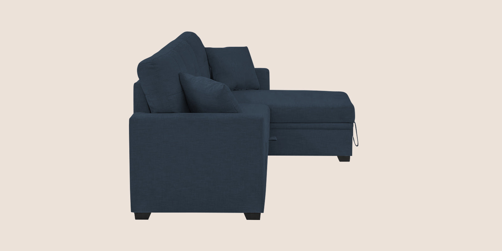 Jody Fabric 3 Seater Pull Out Sofa Cum Bed In Denim Blue Colour With Storage - Febonic Living