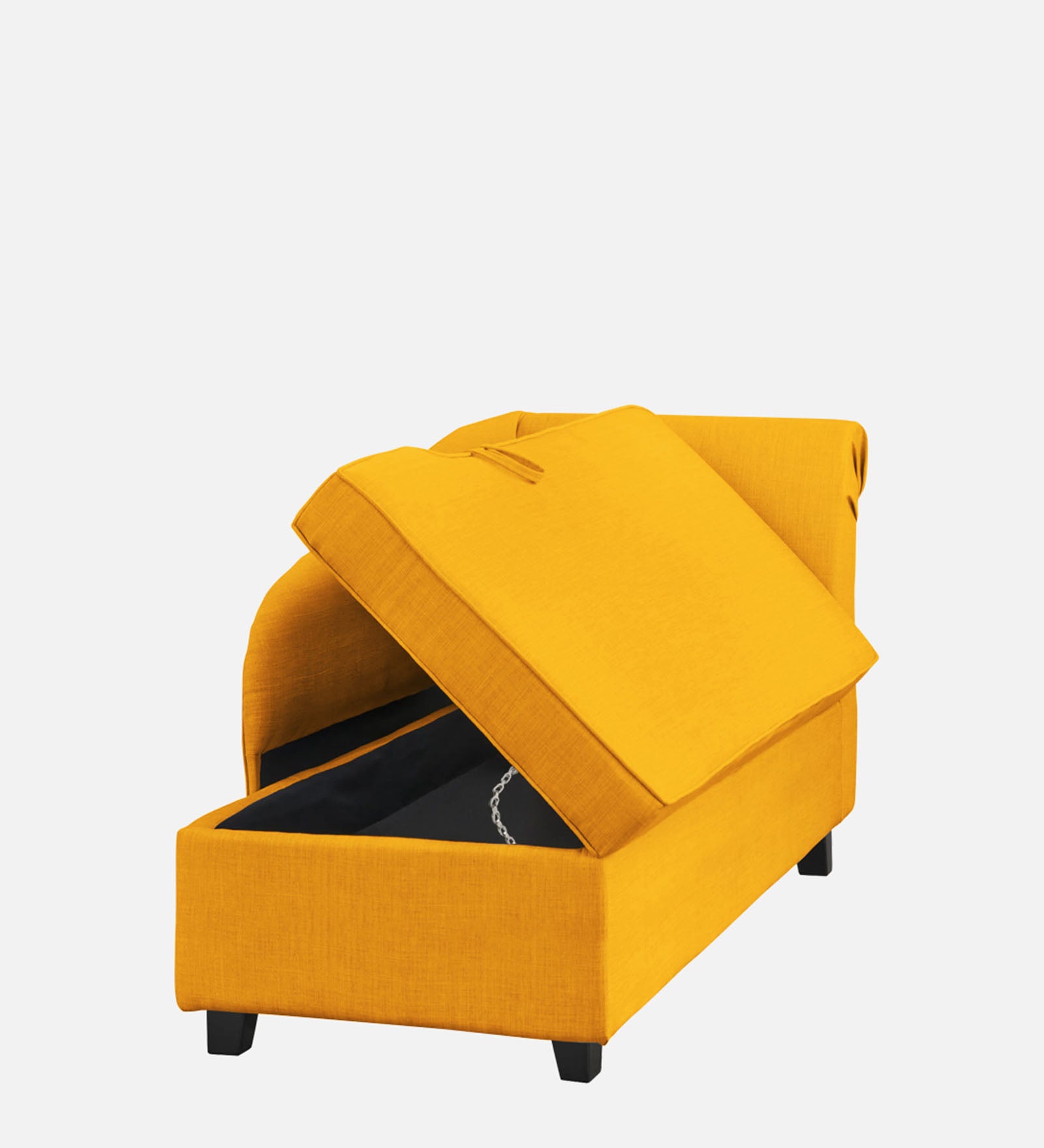 Toppy Fabric LHS Chaise Lounger In Bold Yellow Colour With Storage - Febonic Living