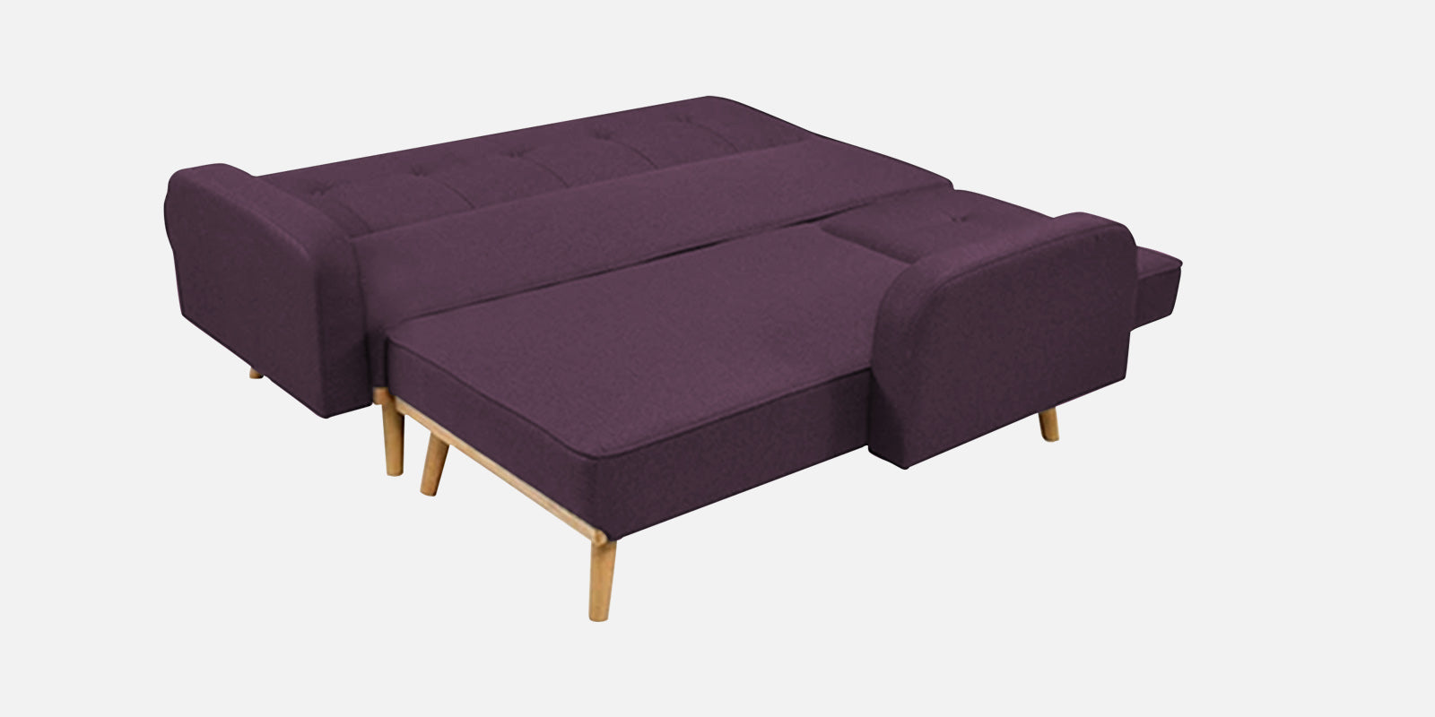 Zuno Fabric RHS Convertible Sofa Cum Bed In Greek Purple Colour - Febonic Living