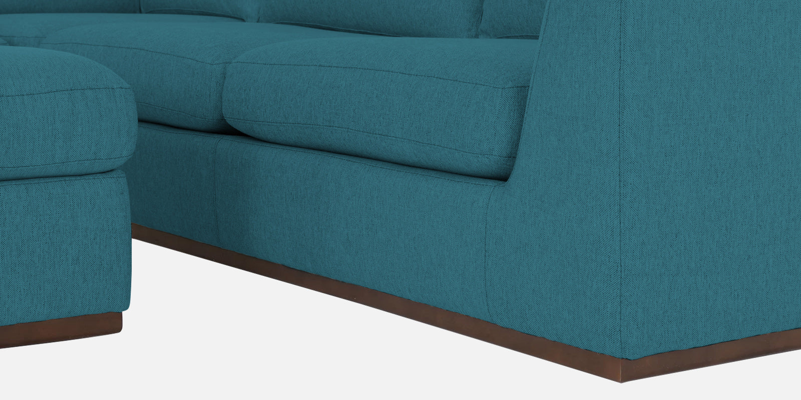 Freedom Velvet 6 Seater LHS Corner Sofa In Aqua Blue Colour With Ottoman - Febonic Living