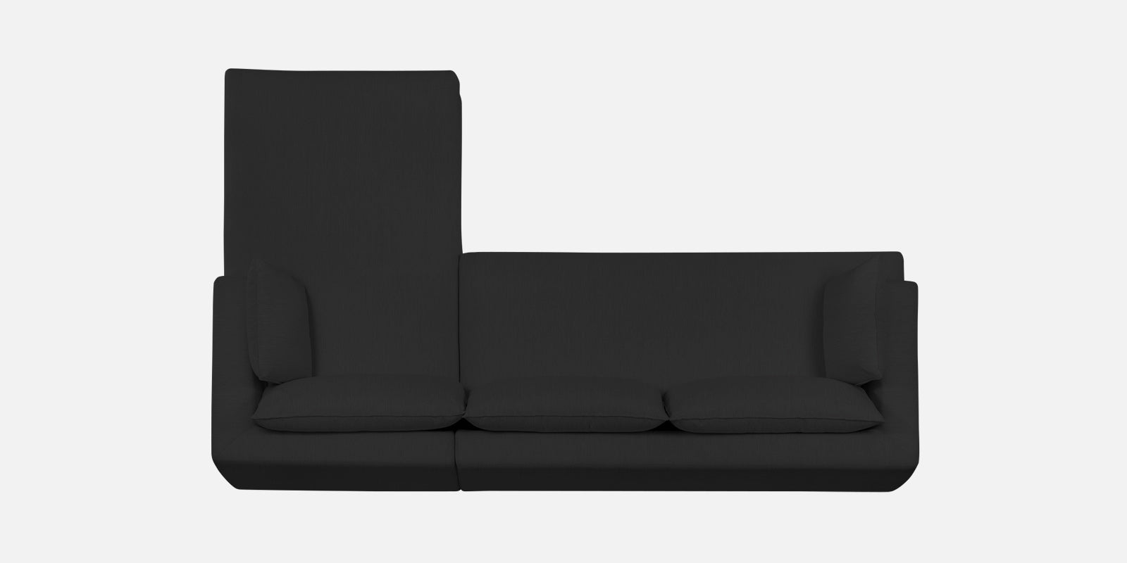 Ziggy Fabric RHS Sectional Sofa (3+Lounger) In Bitter Black Colour - Febonic Living