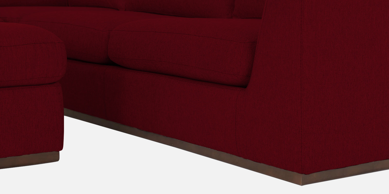Freedom Velvet 6 Seater LHS Corner Sofa In Cherry Red Colour With Ottoman - Febonic Living