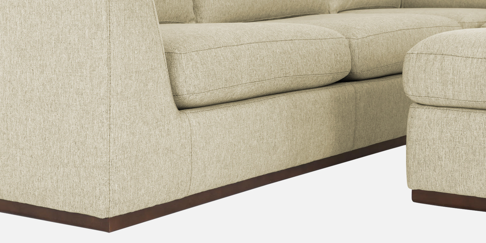Freedom Velvet 6 Seater RHS Corner Sofa In Warm White Colour With Ottoman - Febonic Living