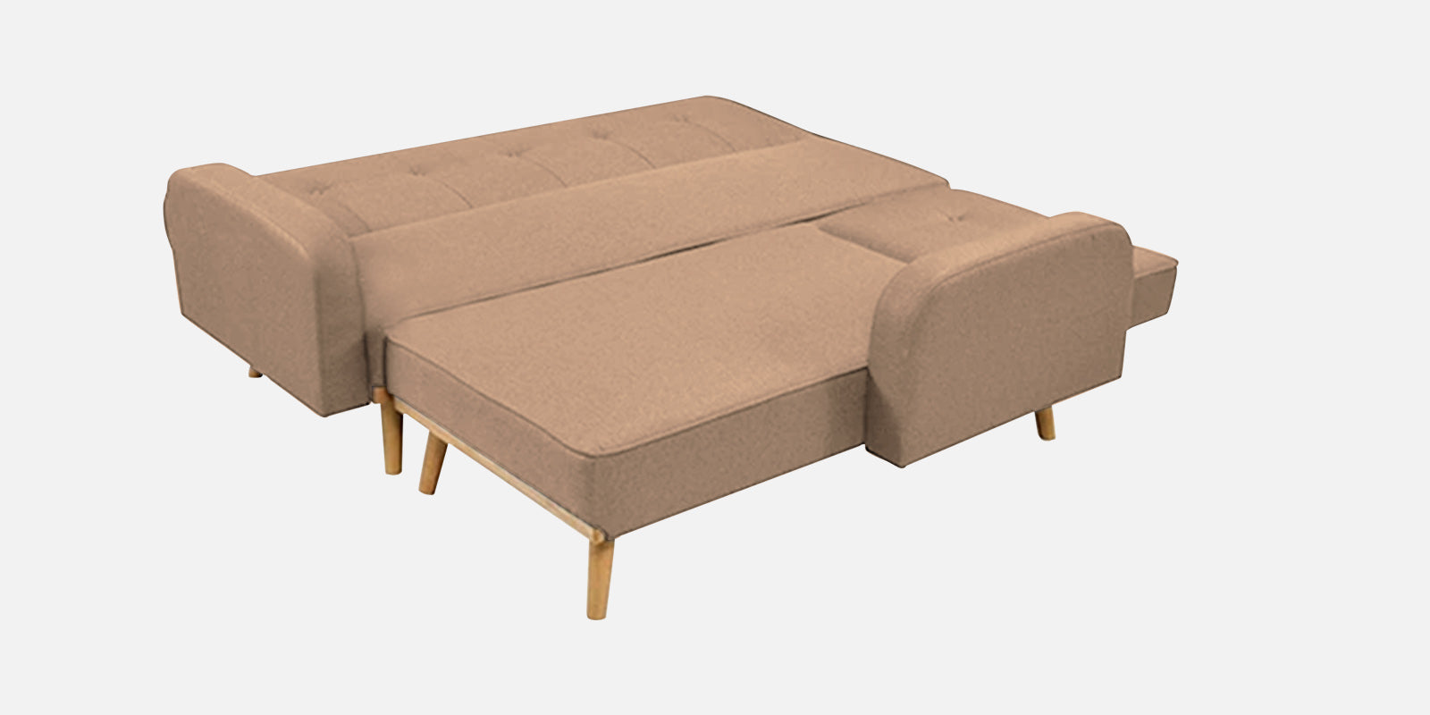 Zuno Fabric RHS Convertible Sofa Cum Bed In Cookie Beige Colour - Febonic Living