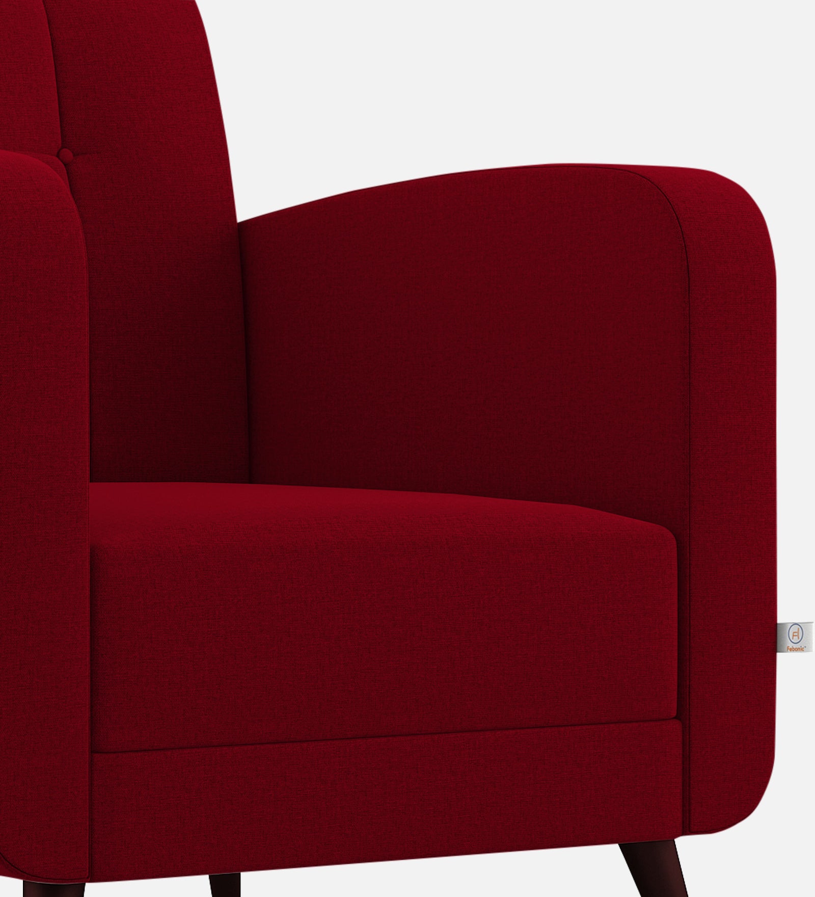 Wiki Velvet 1 Seater Sofa In Cherry Red Colour - Febonic Living