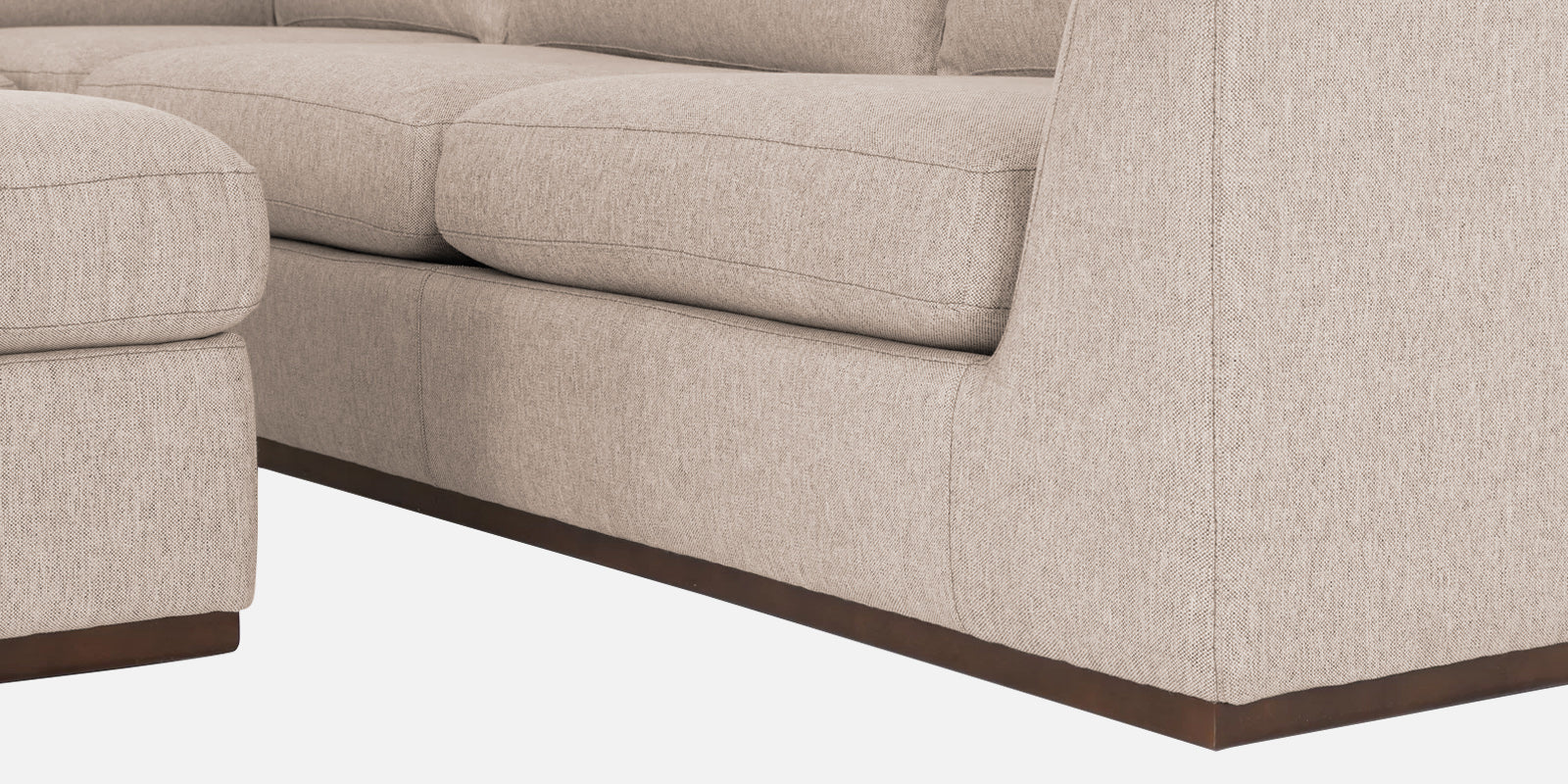 Freedom Velvet 6 Seater LHS Corner Sofa In Camel Beige Colour With Ottoman - Febonic Living