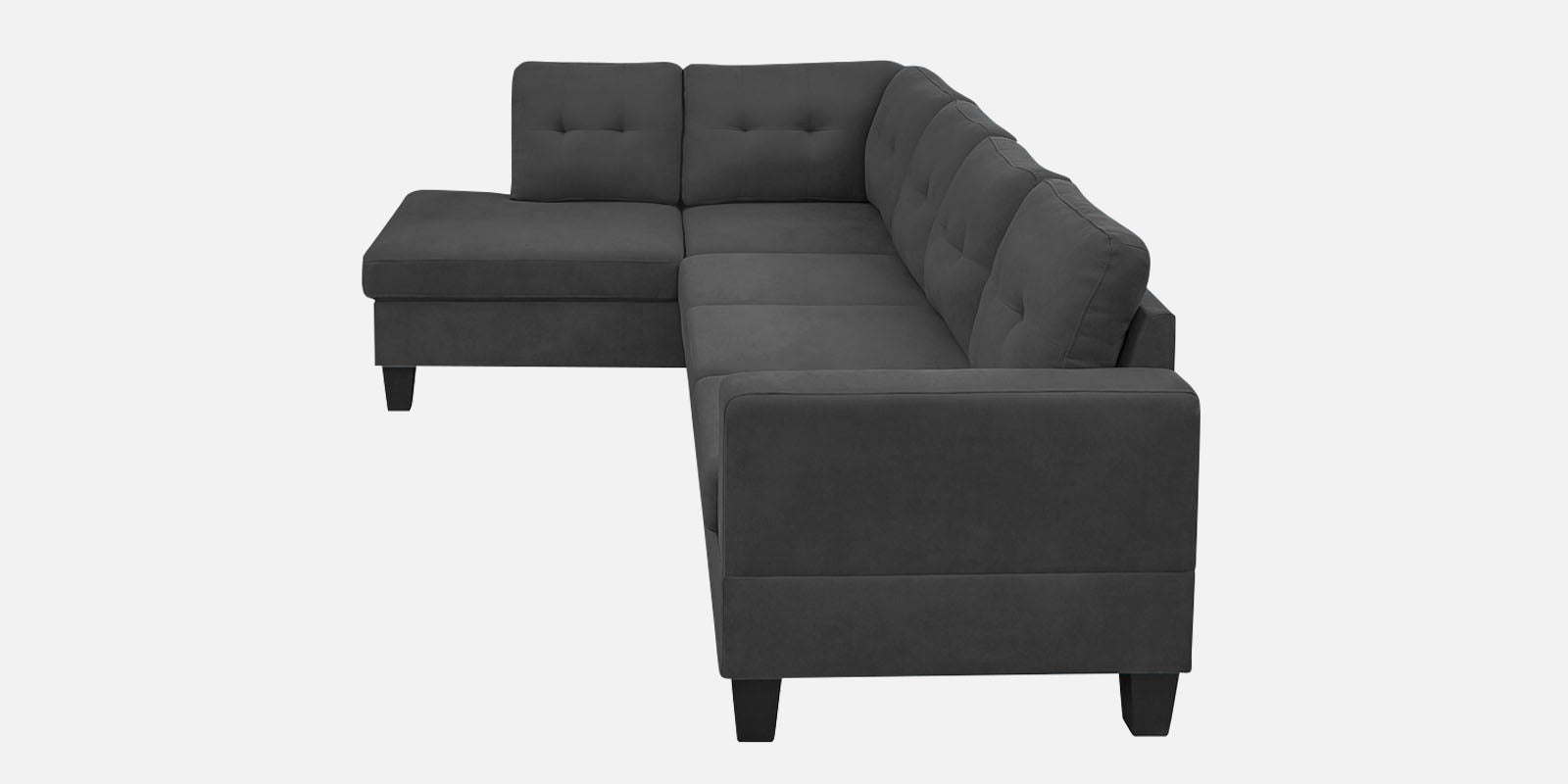 Thomas Fabric RHS Sectional Sofa (3+Lounger) In Charcoal Grey Colour - Febonic Living