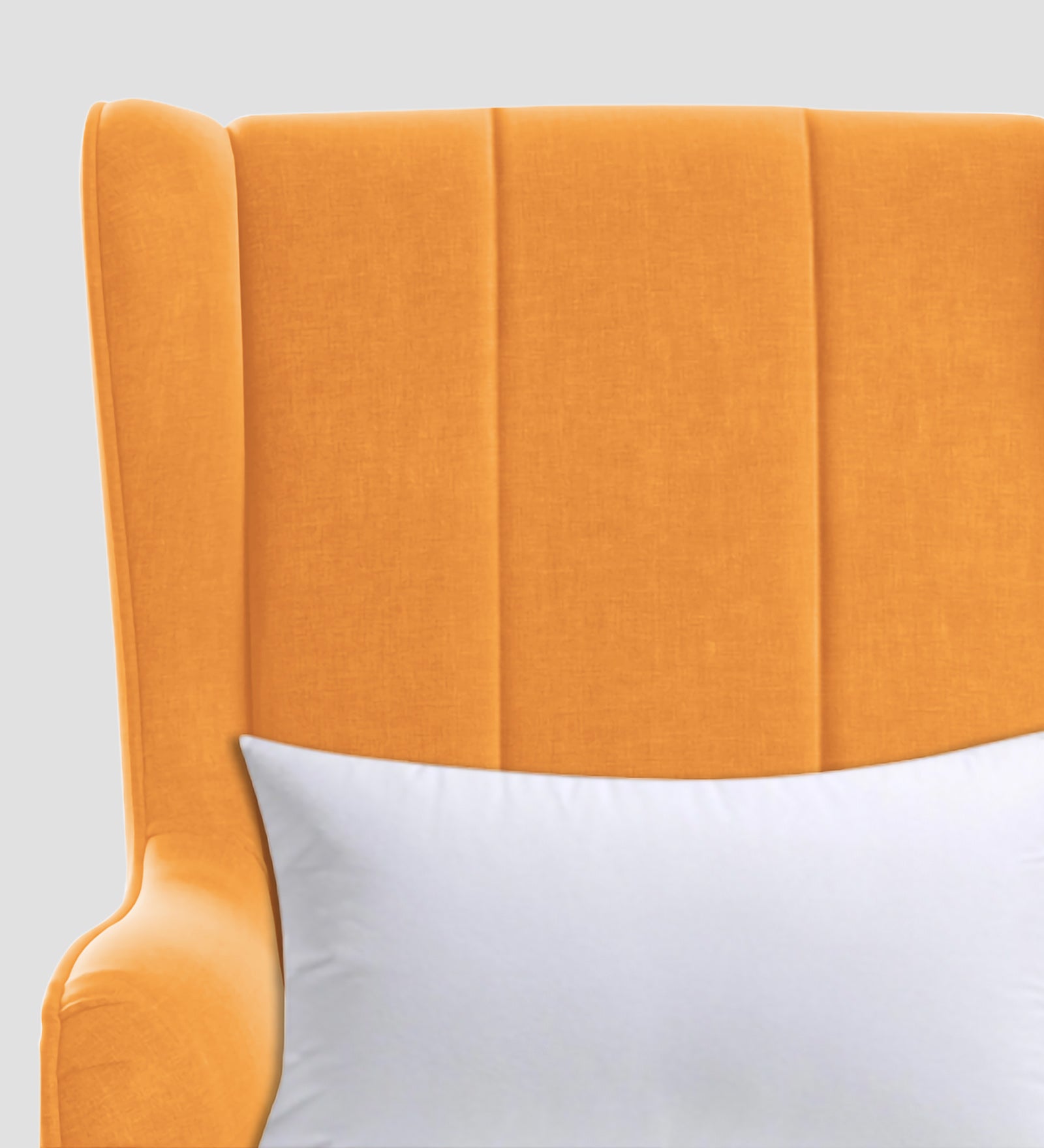 Niya Velvet Wing Chair In Tangerine Orange Colour - Febonic Living