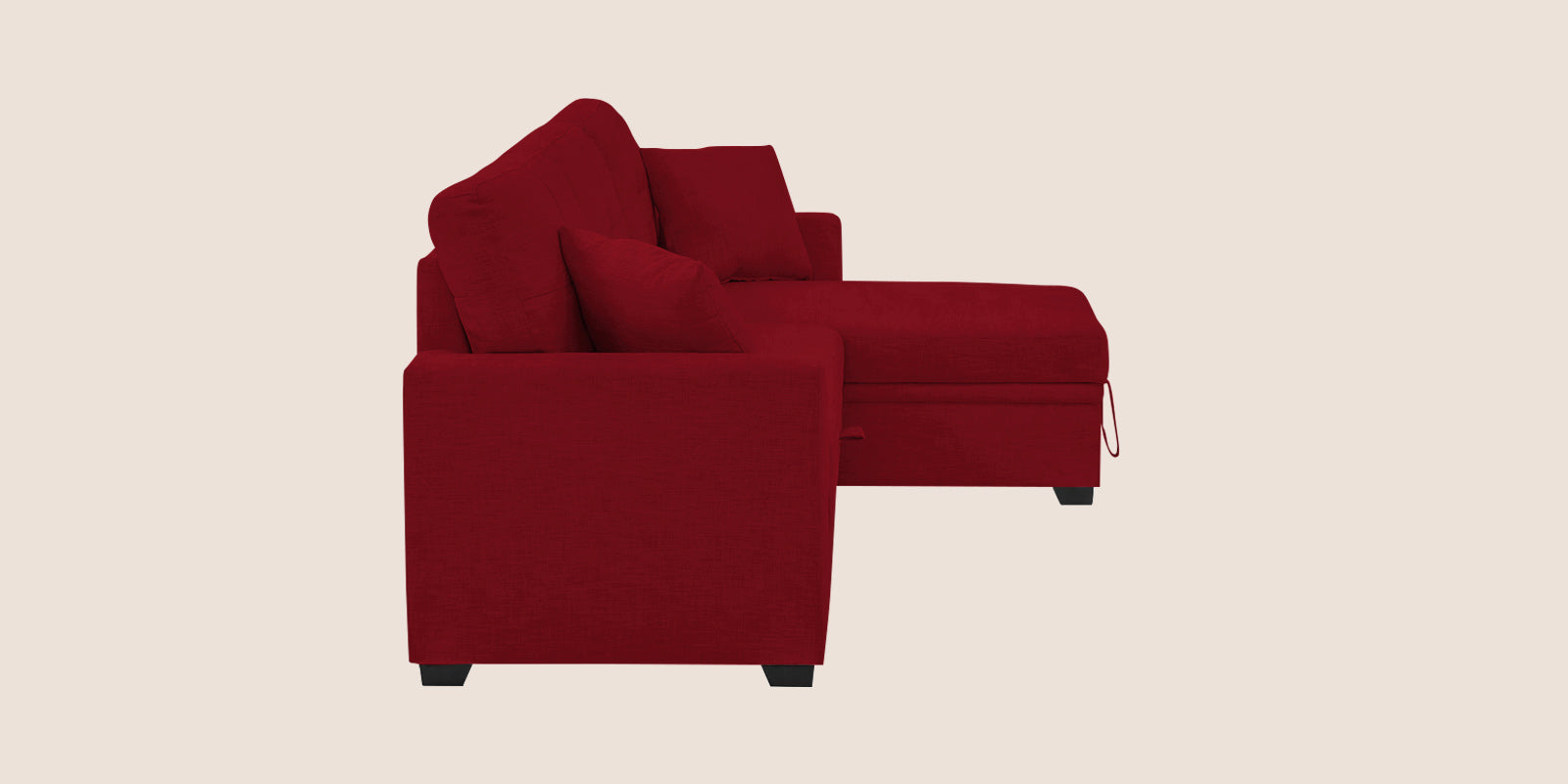 Jody Fabric 3 Seater Pull Out Sofa Cum Bed In Ruby Red Colour With Storage - Febonic Living