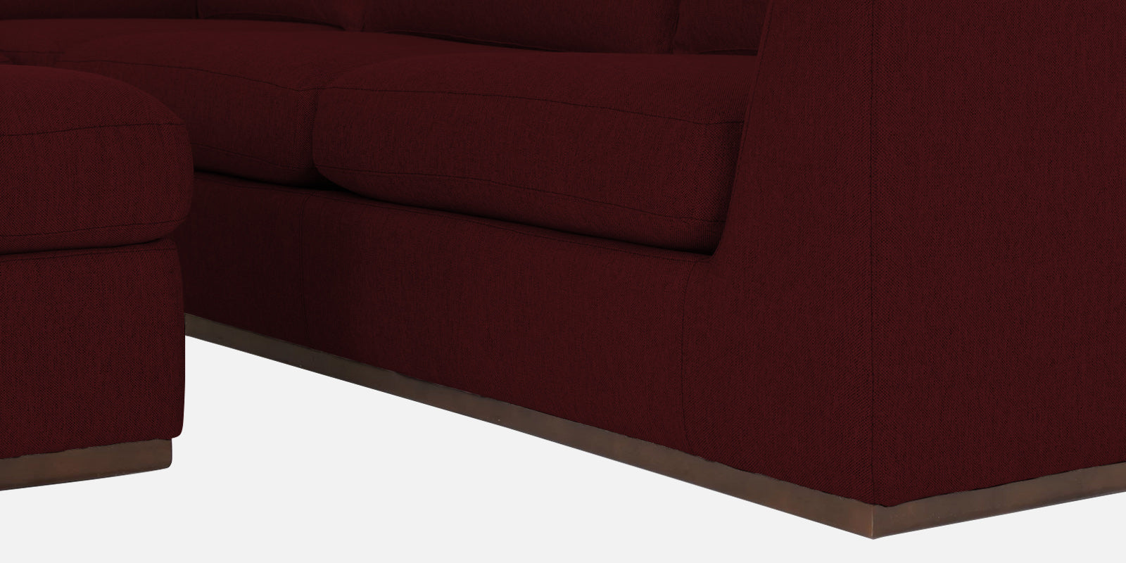 Freedom Velvet 6 Seater LHS Corner Sofa In Dark Maroon Colour With Ottoman - Febonic Living