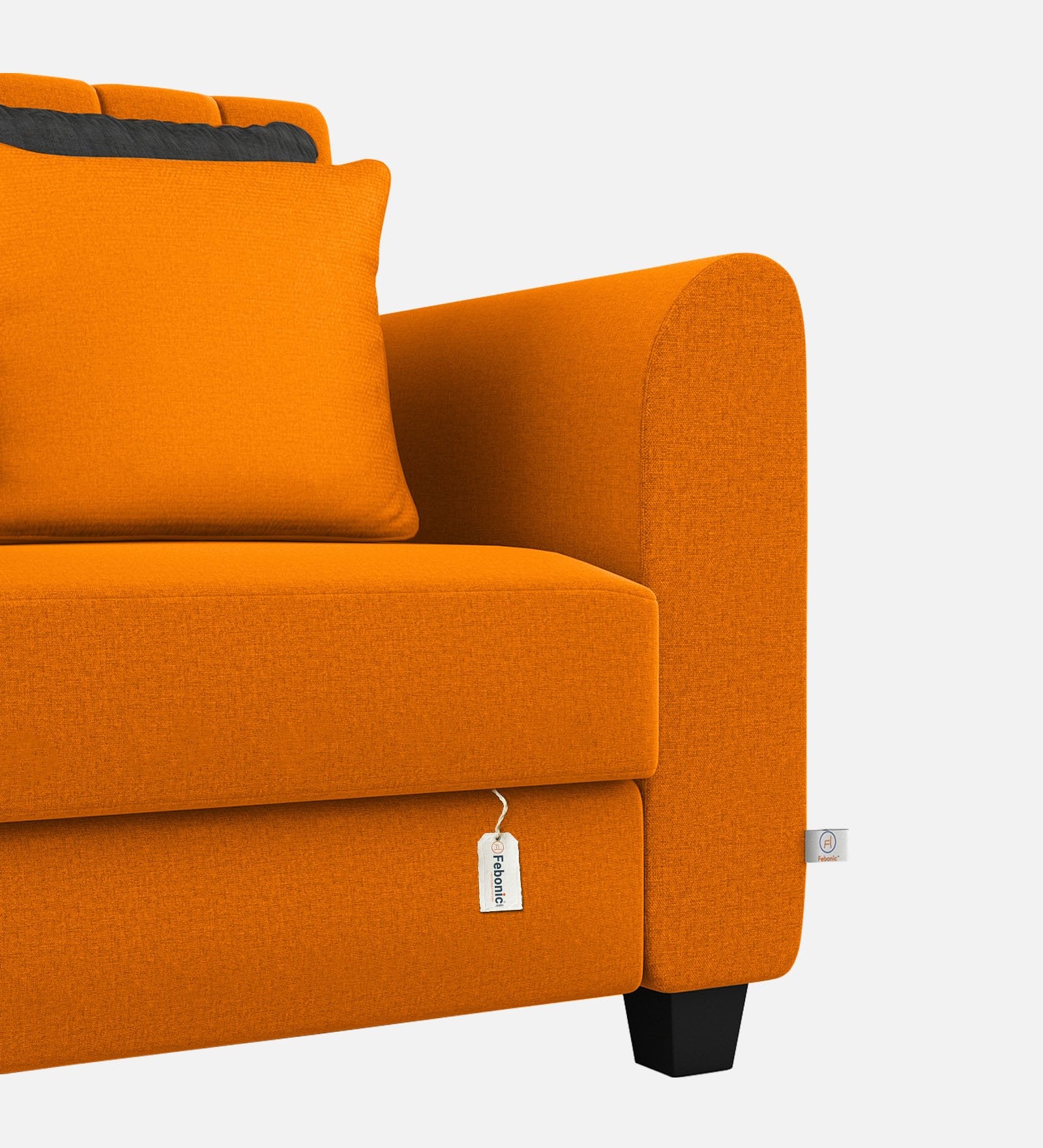Cosmic Fabric 1 Seater Sofa in Vivid Orange Colour