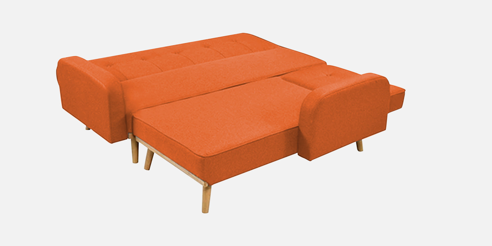 Zuno Fabric RHS Convertible Sofa Cum Bed In Vivid Orange Colour - Febonic Living